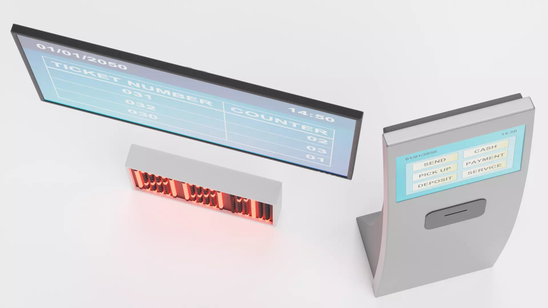 Queue Management System Low-poly 3D model_5