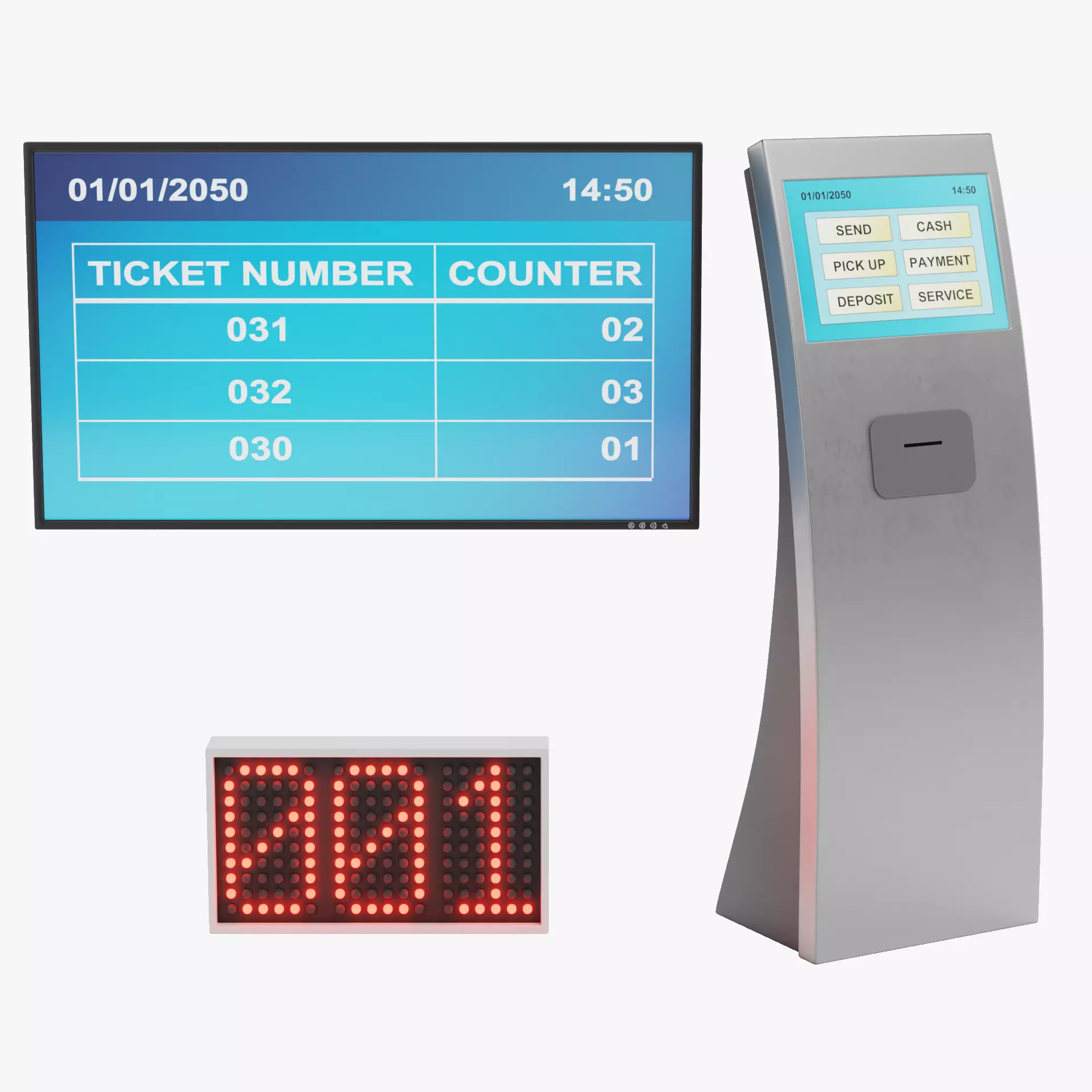 Queue Management System Low-poly 3D model_24