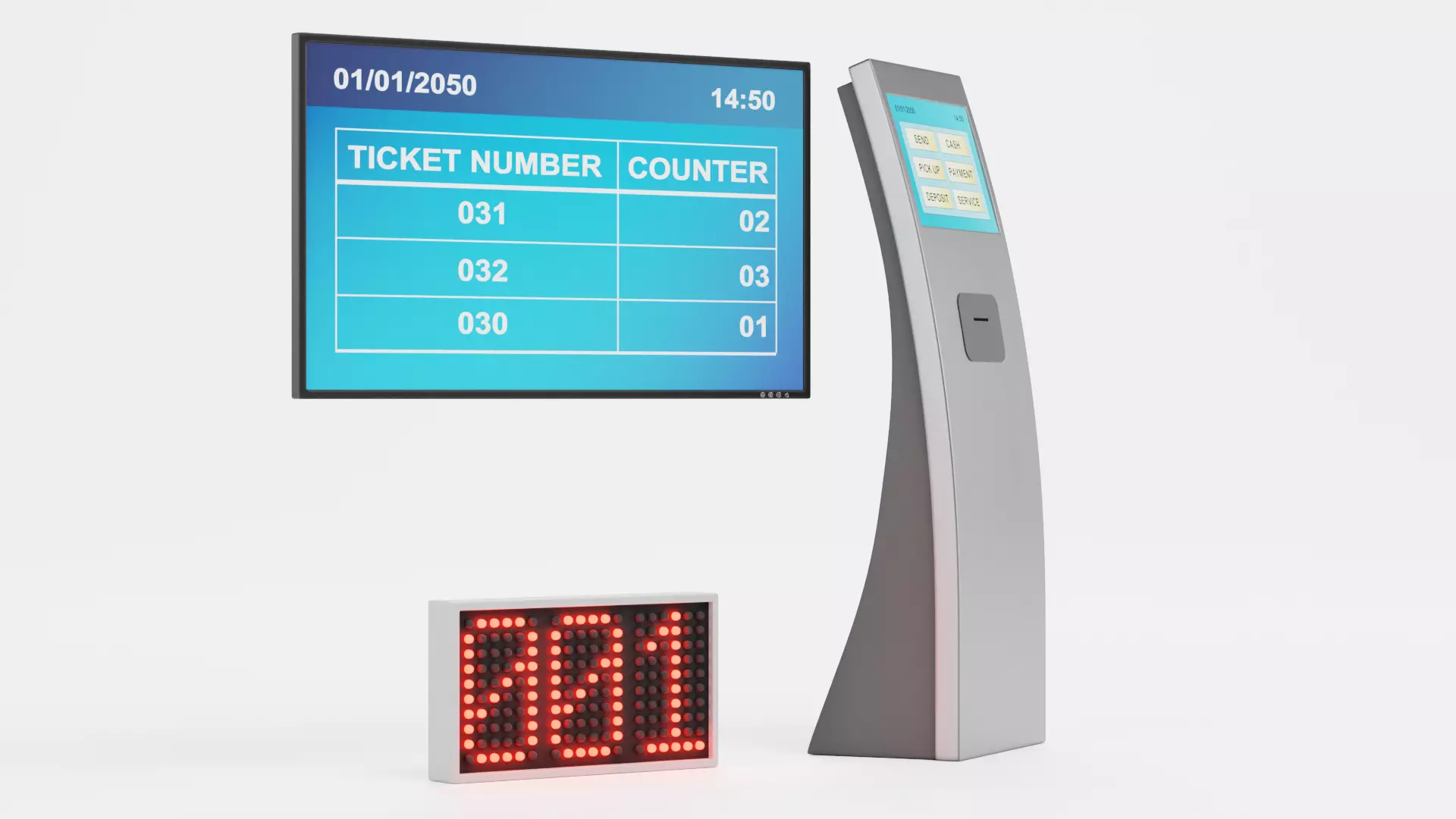 Queue Management System Low-poly 3D model_1