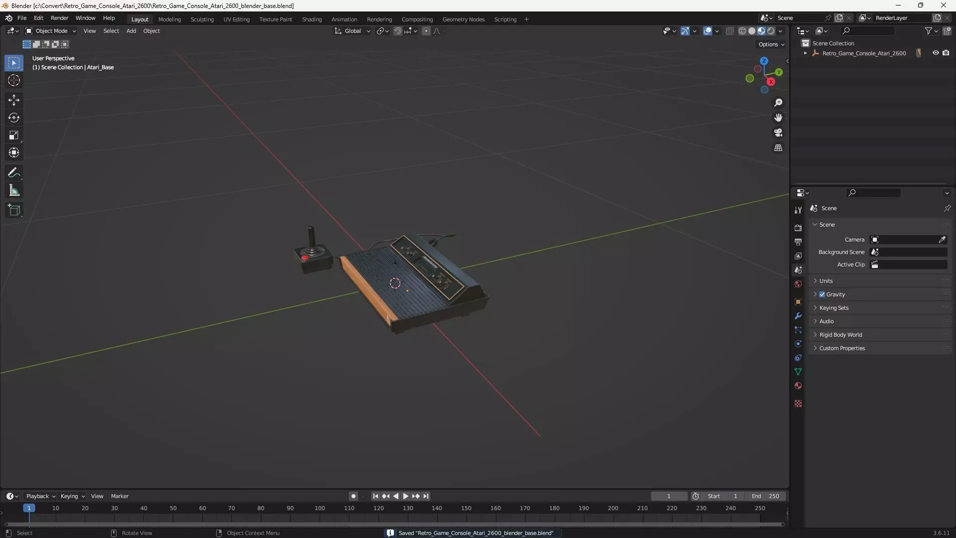 Retro Game Console Atari 2600 3D model_12