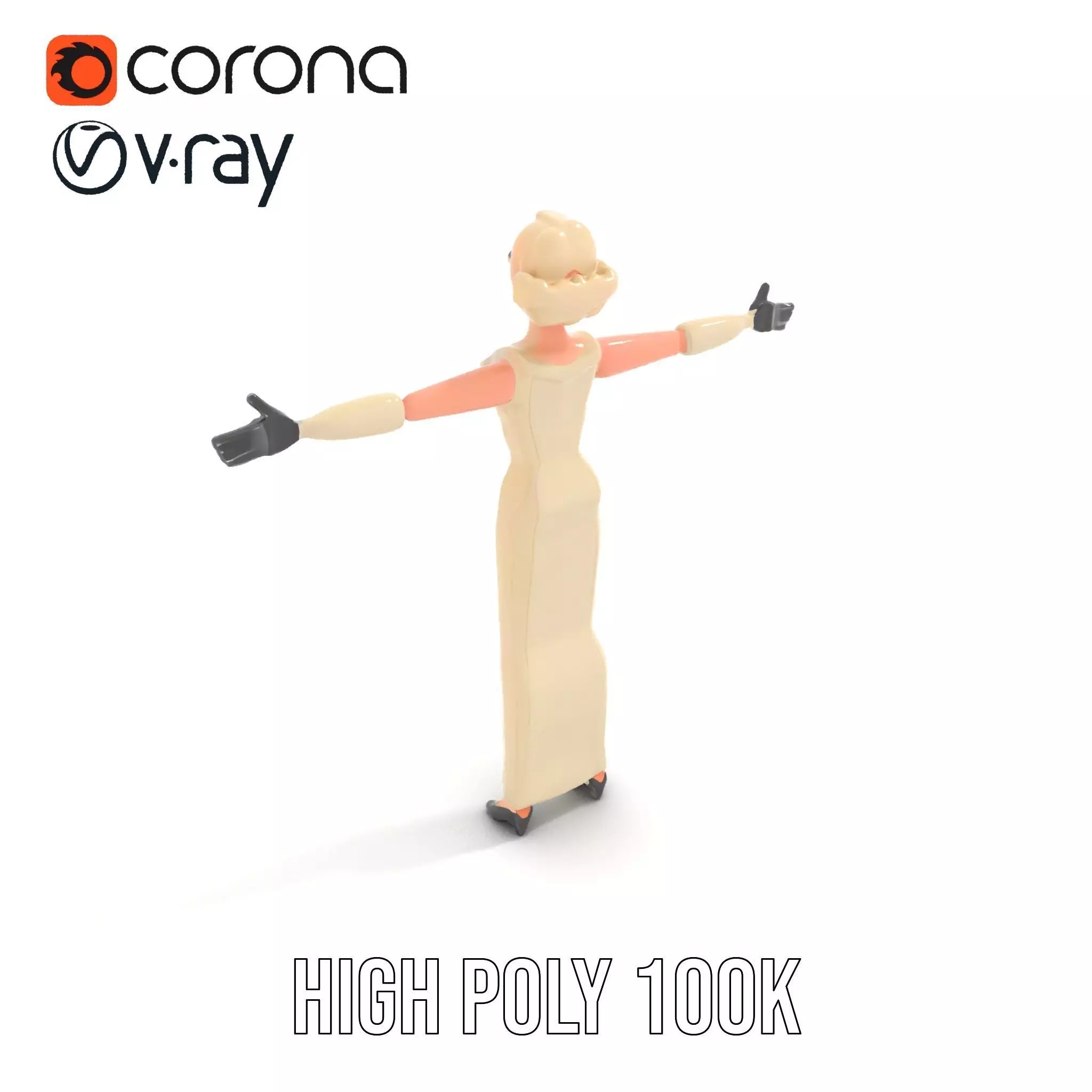 Glamorous Gold Dress model pack Low-poly 3D model_26