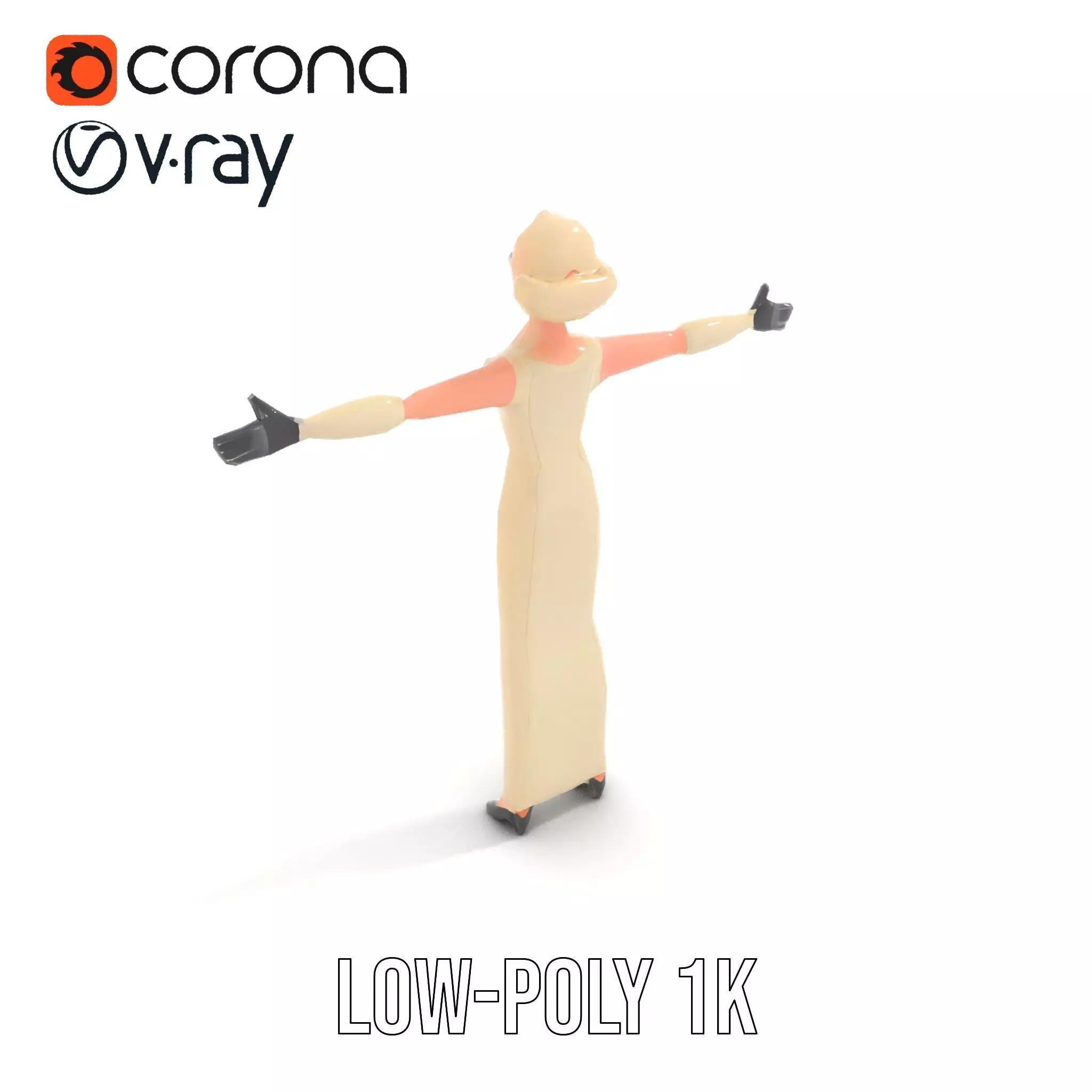 Glamorous Gold Dress model pack Low-poly 3D model_7