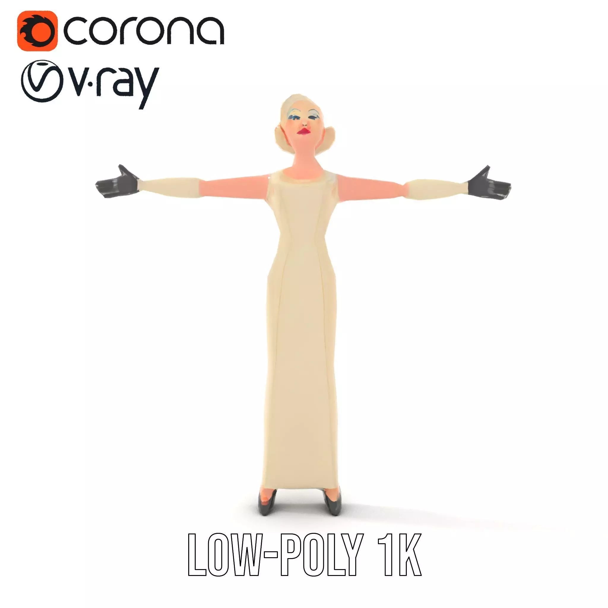 Glamorous Gold Dress model pack Low-poly 3D model_19
