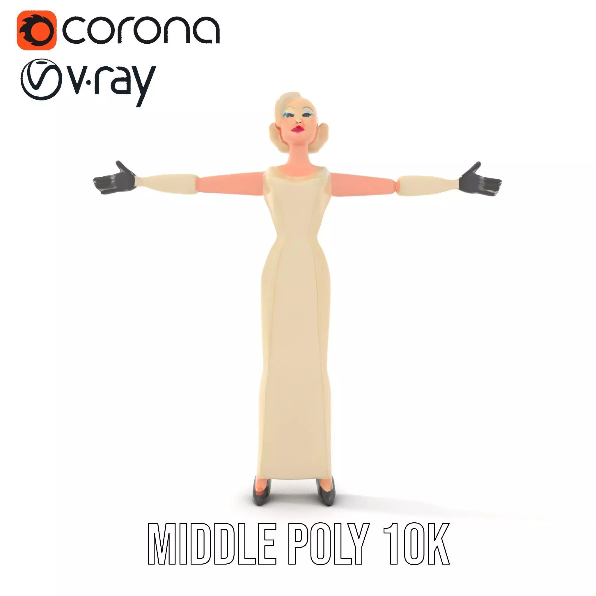 Glamorous Gold Dress model pack Low-poly 3D model_11