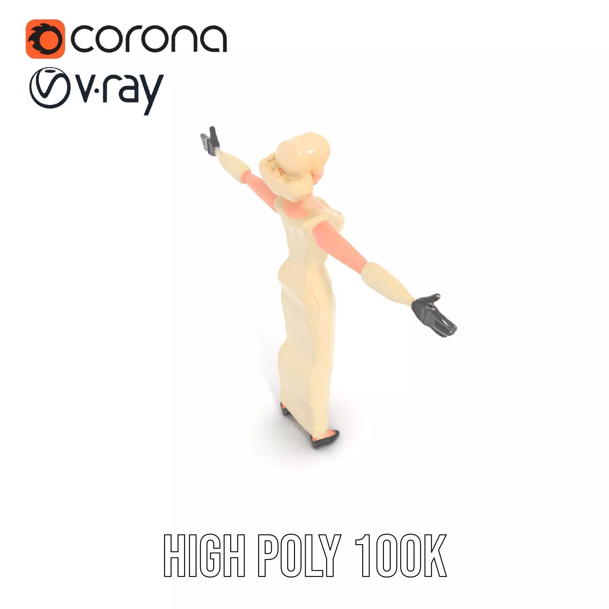 Glamorous Gold Dress model pack Low-poly 3D model_20