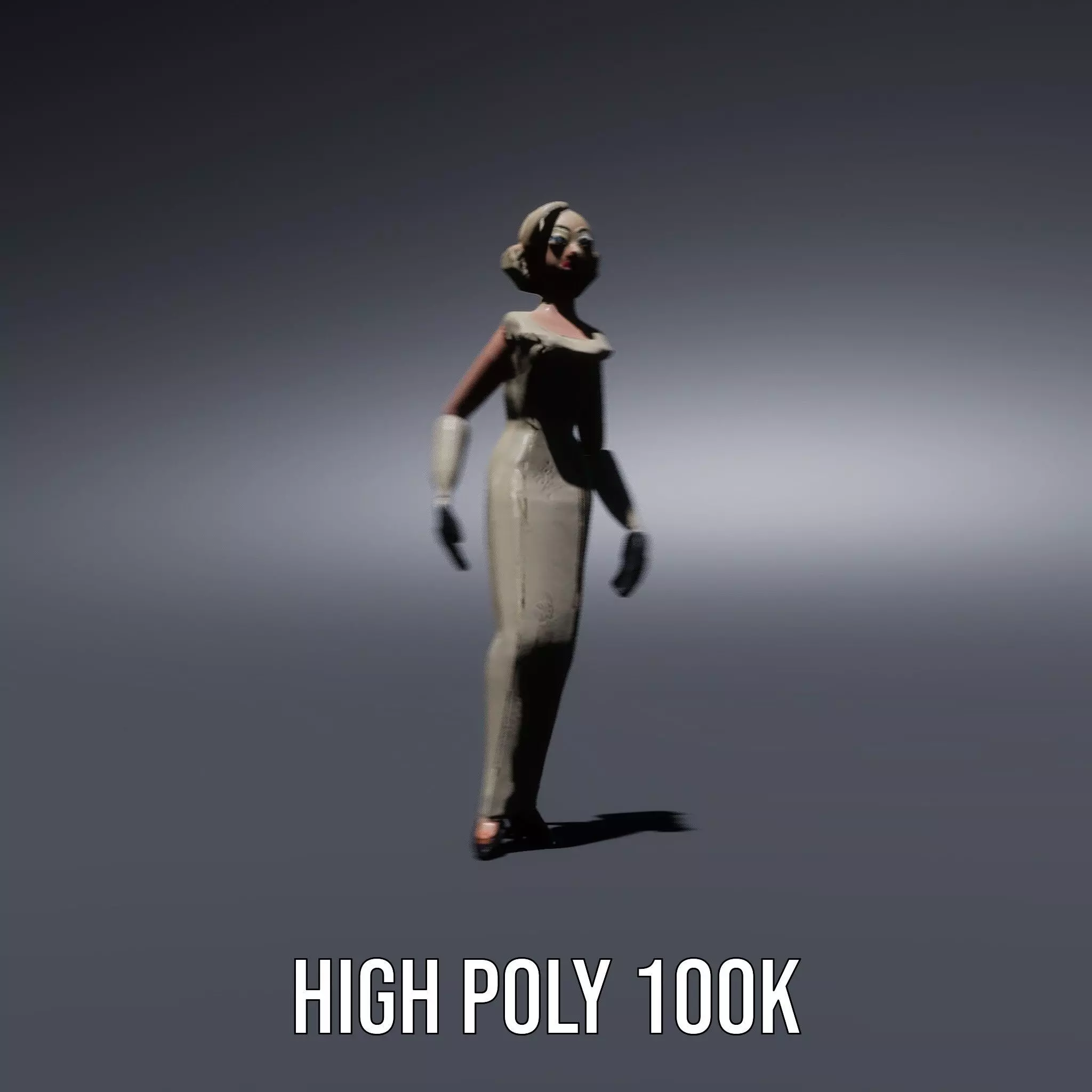 Glamorous Gold Dress model pack Low-poly 3D model_8