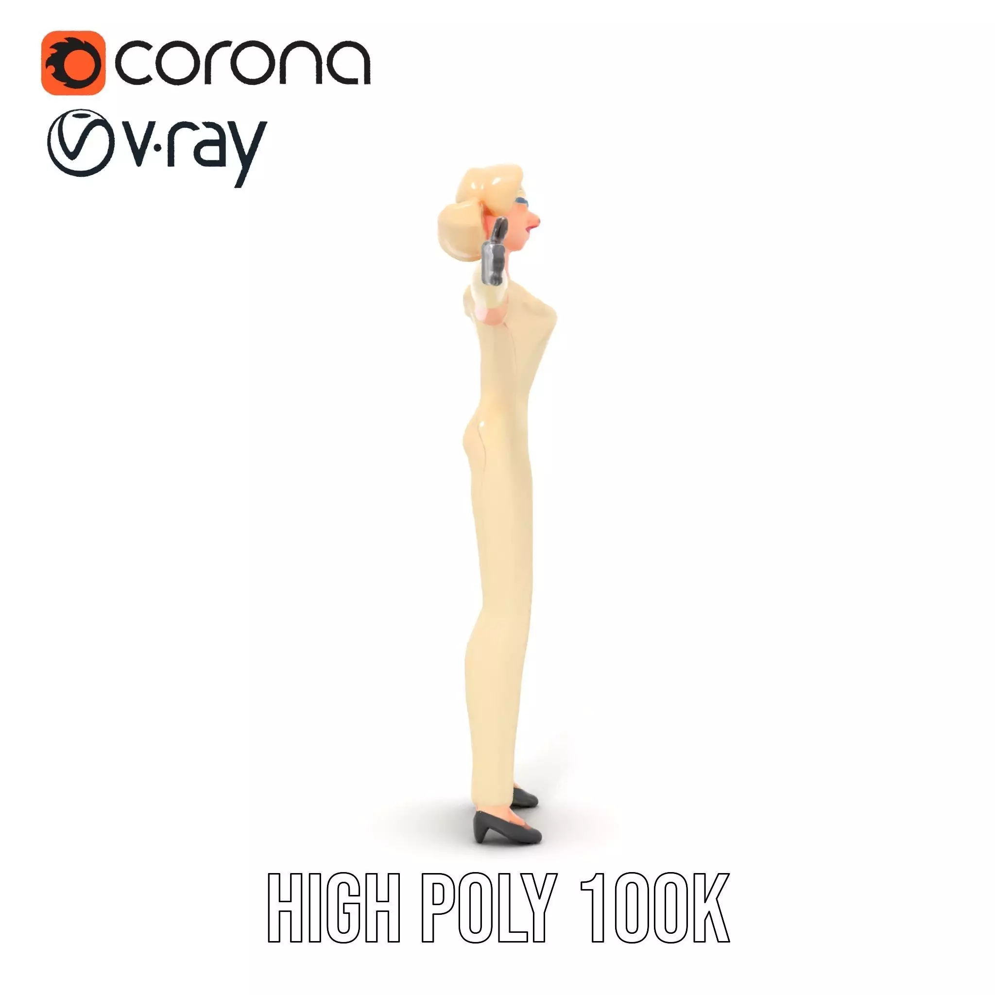 Glamorous Gold Dress model pack Low-poly 3D model_29