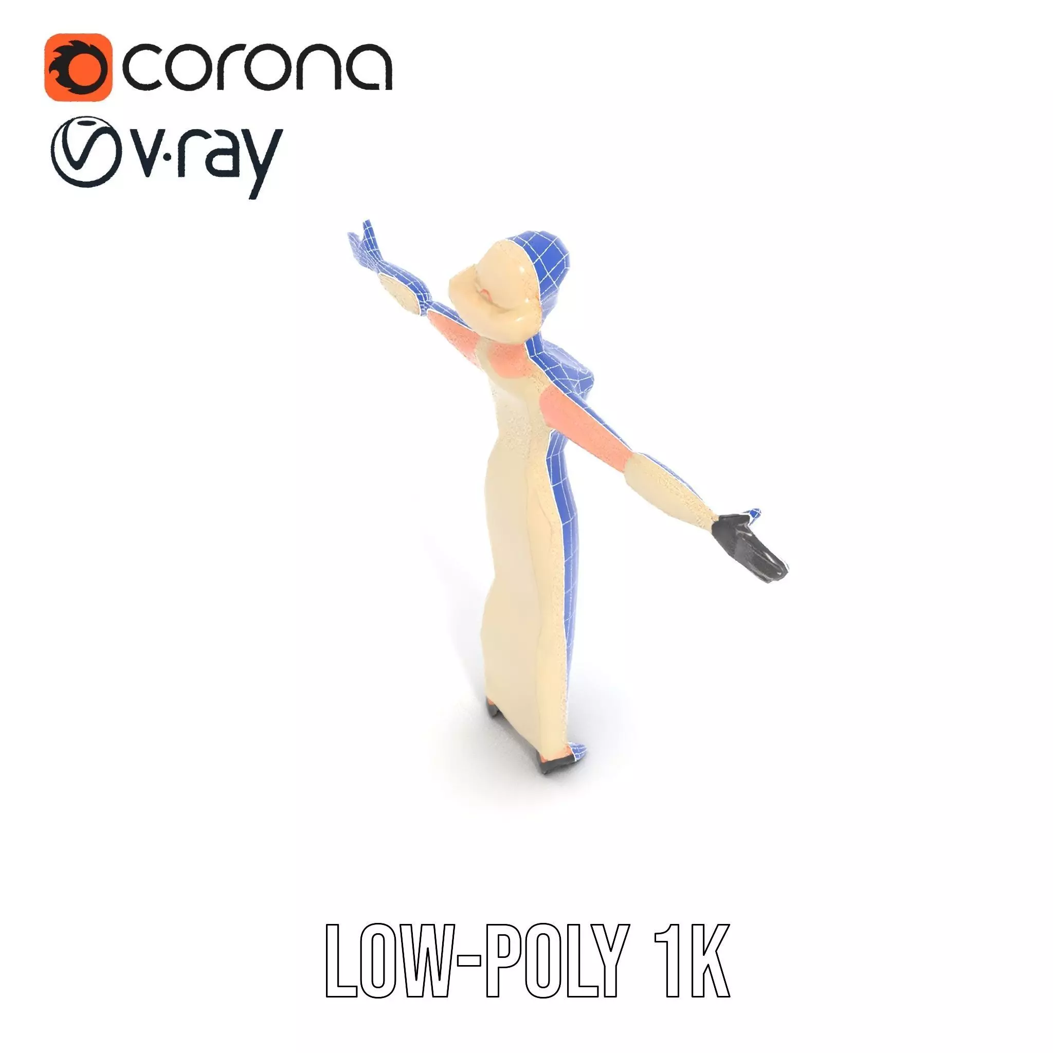 Glamorous Gold Dress model pack Low-poly 3D model_9