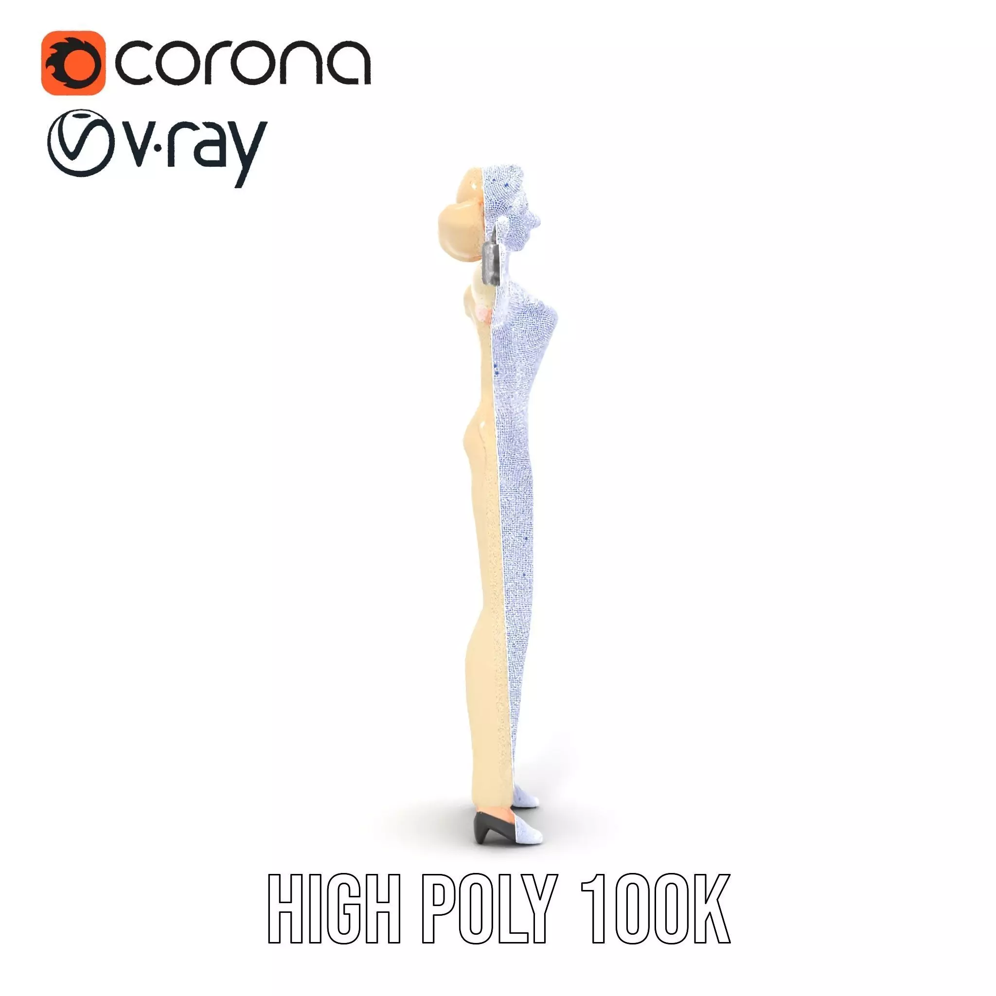 Glamorous Gold Dress model pack Low-poly 3D model_23