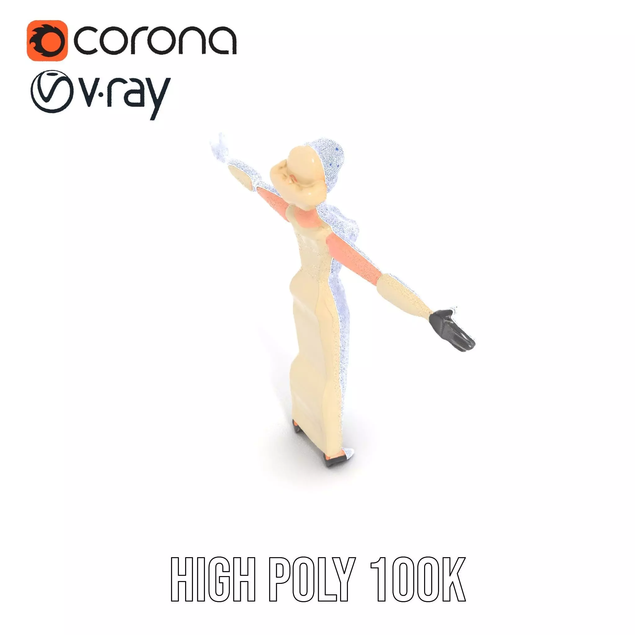 Glamorous Gold Dress model pack Low-poly 3D model_32