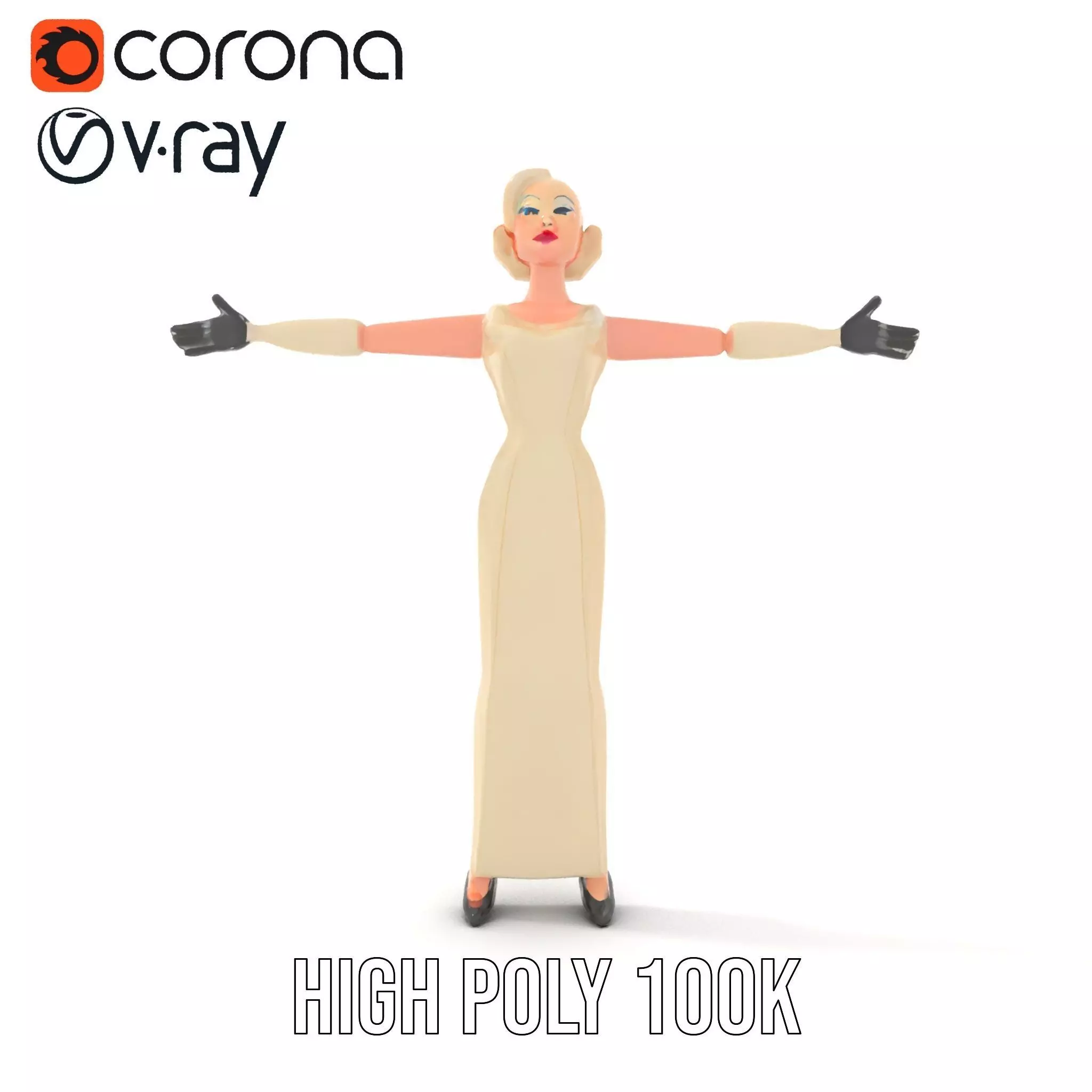 Glamorous Gold Dress model pack Low-poly 3D model_17