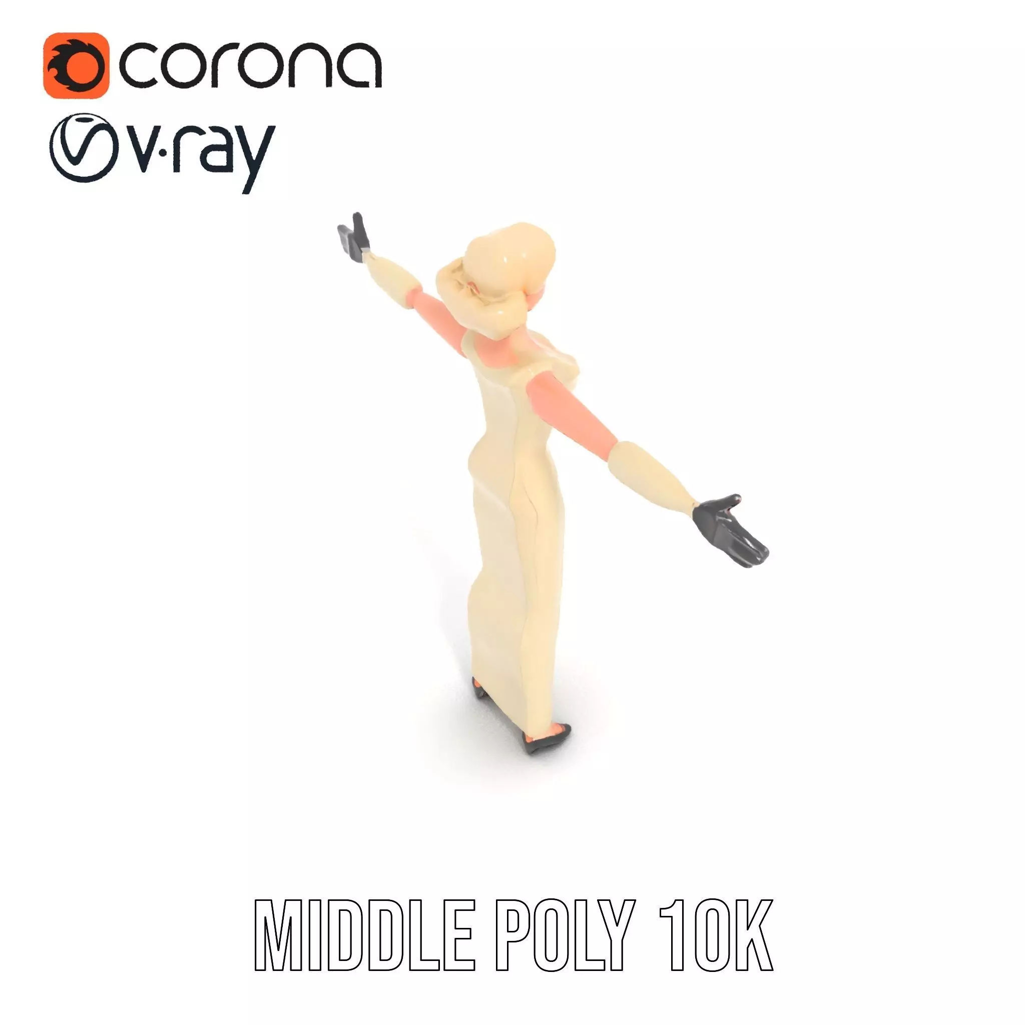 Glamorous Gold Dress model pack Low-poly 3D model_15