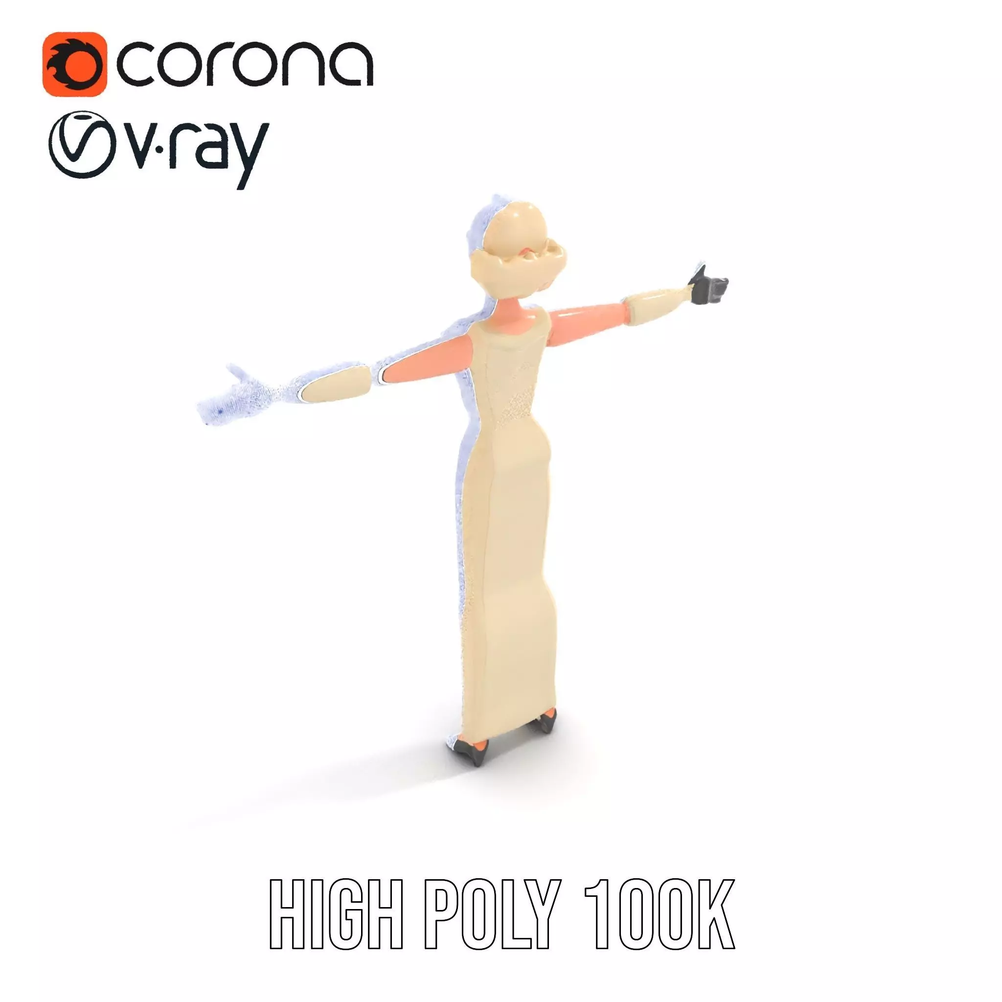 Glamorous Gold Dress model pack Low-poly 3D model_34