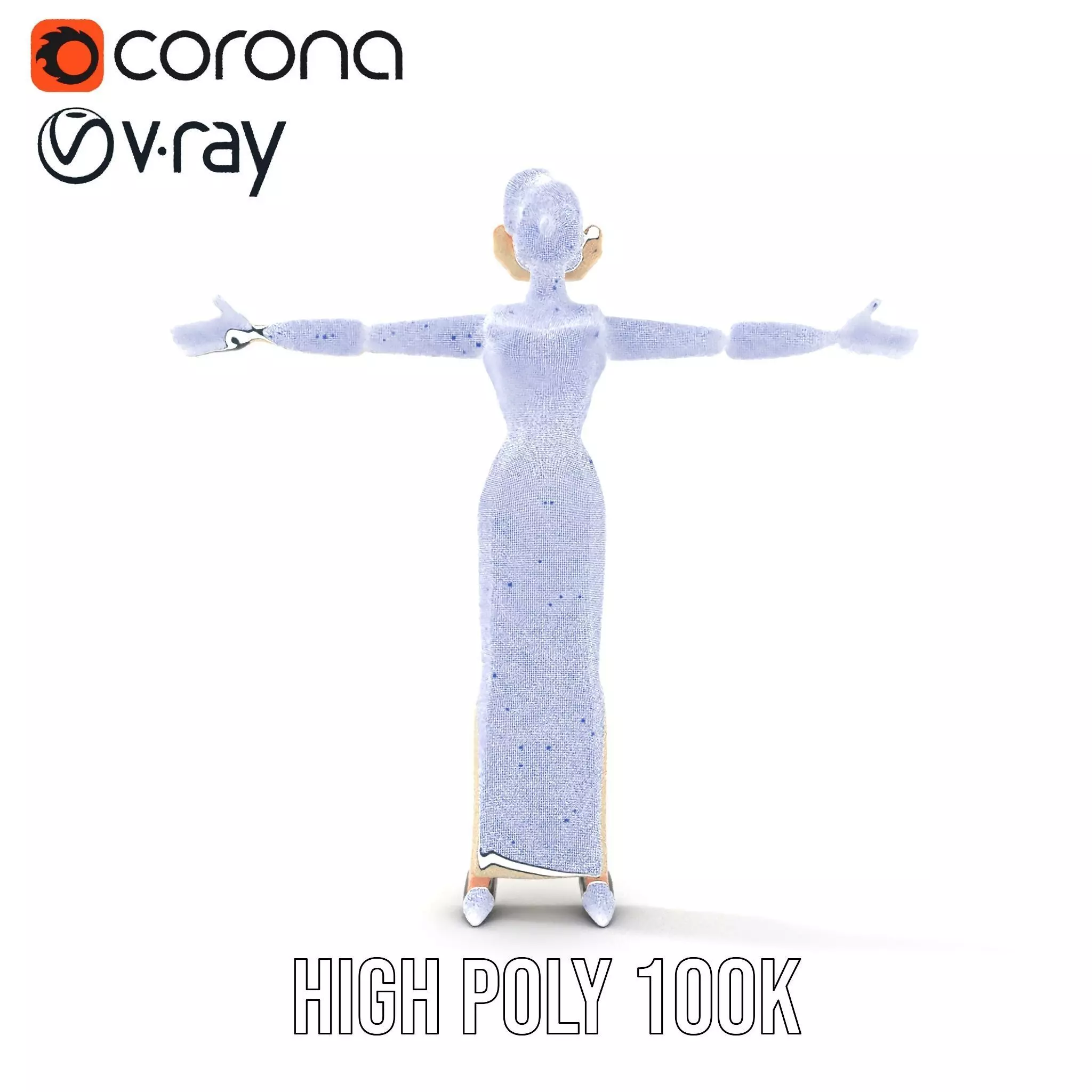 Glamorous Gold Dress model pack Low-poly 3D model_33