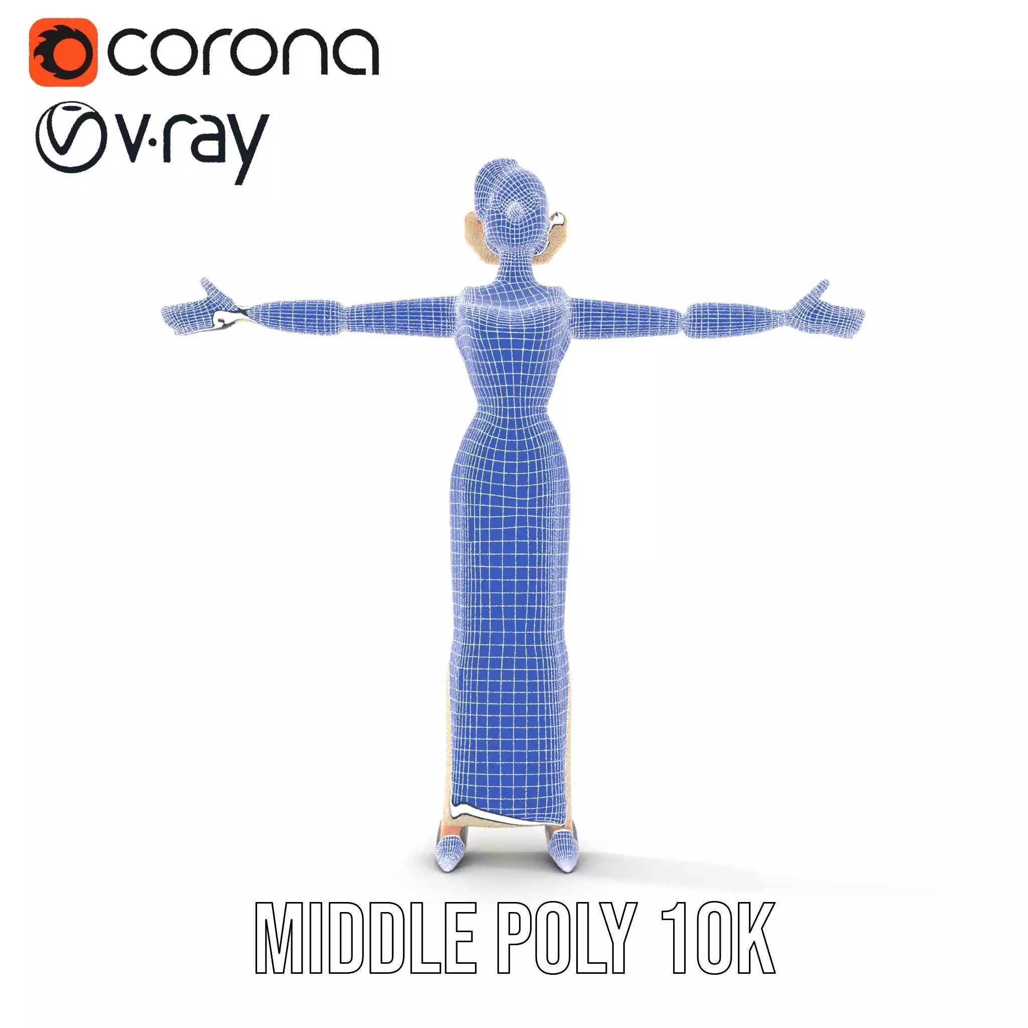 Glamorous Gold Dress model pack Low-poly 3D model_24