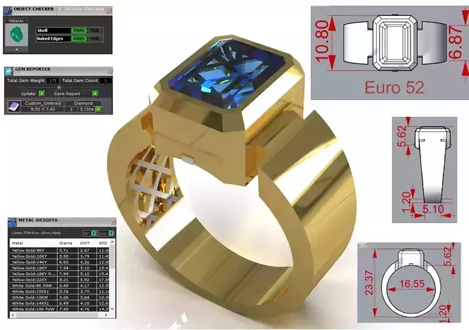 Angular Mens Statement Ring with Blue Sapphire mr0319