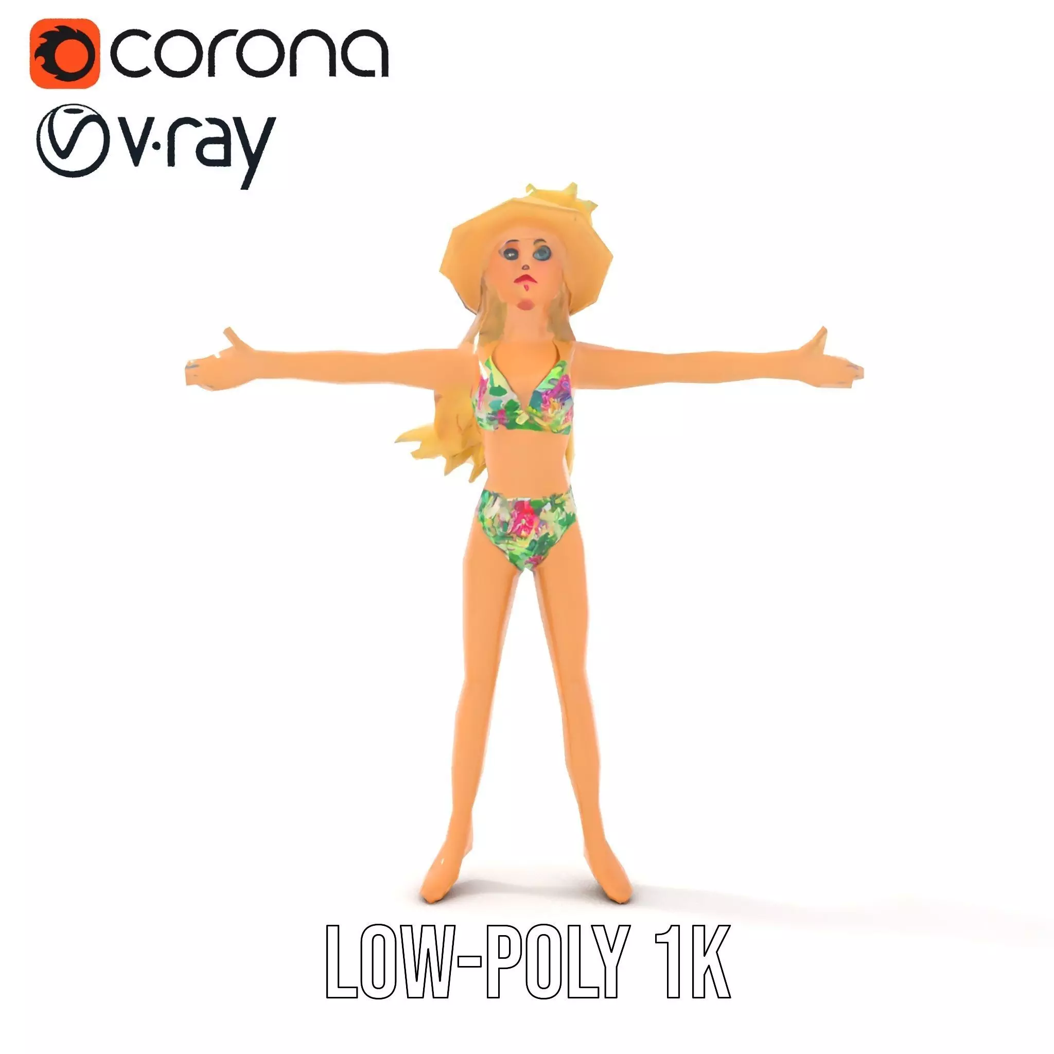 Floral Bikini Mannequin model pack Low-poly 3D model_25