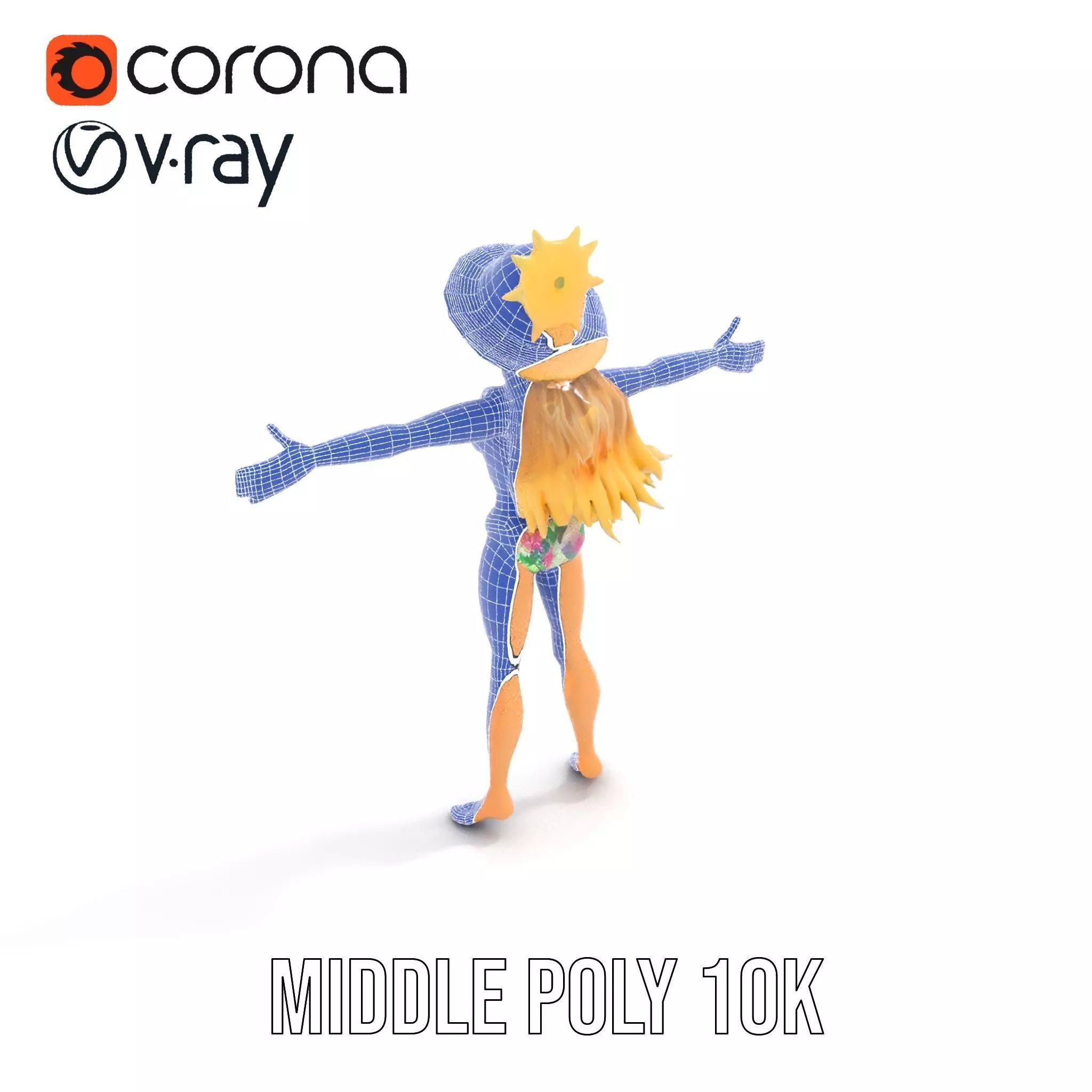 Floral Bikini Mannequin model pack Low-poly 3D model_16