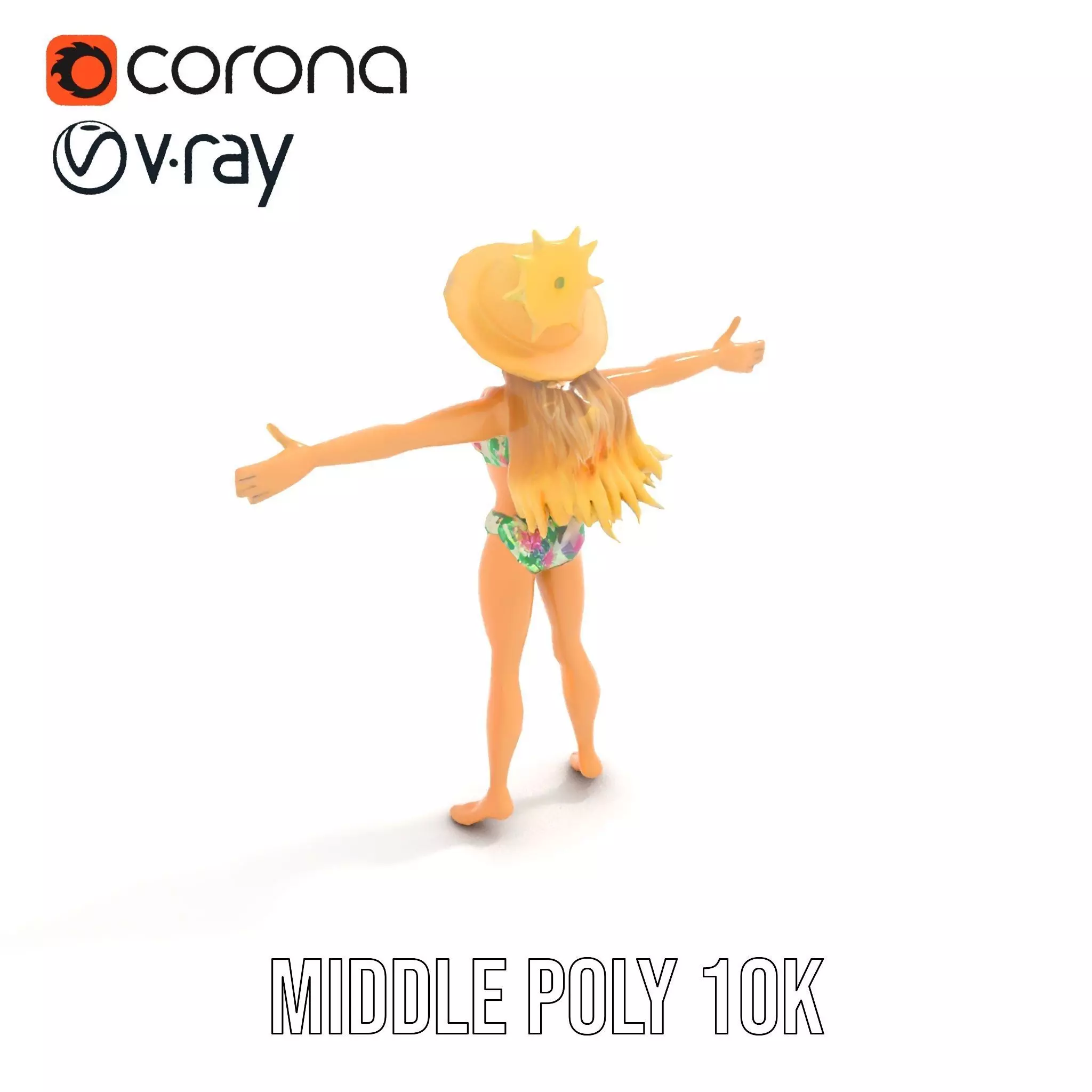 Floral Bikini Mannequin model pack Low-poly 3D model_6