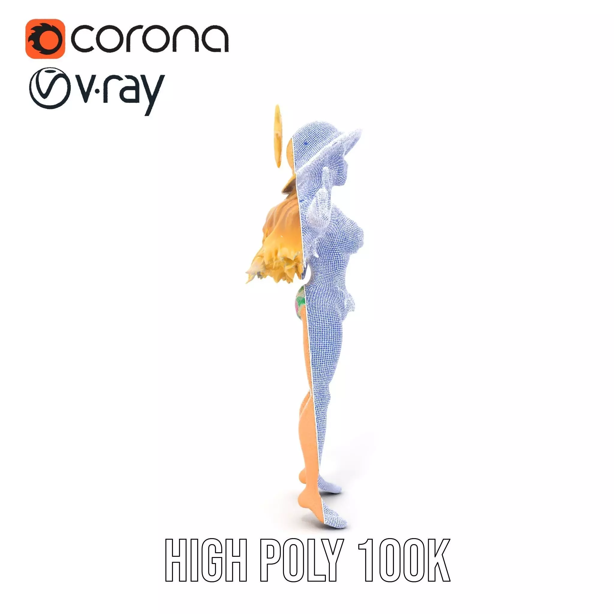 Floral Bikini Mannequin model pack Low-poly 3D model_34