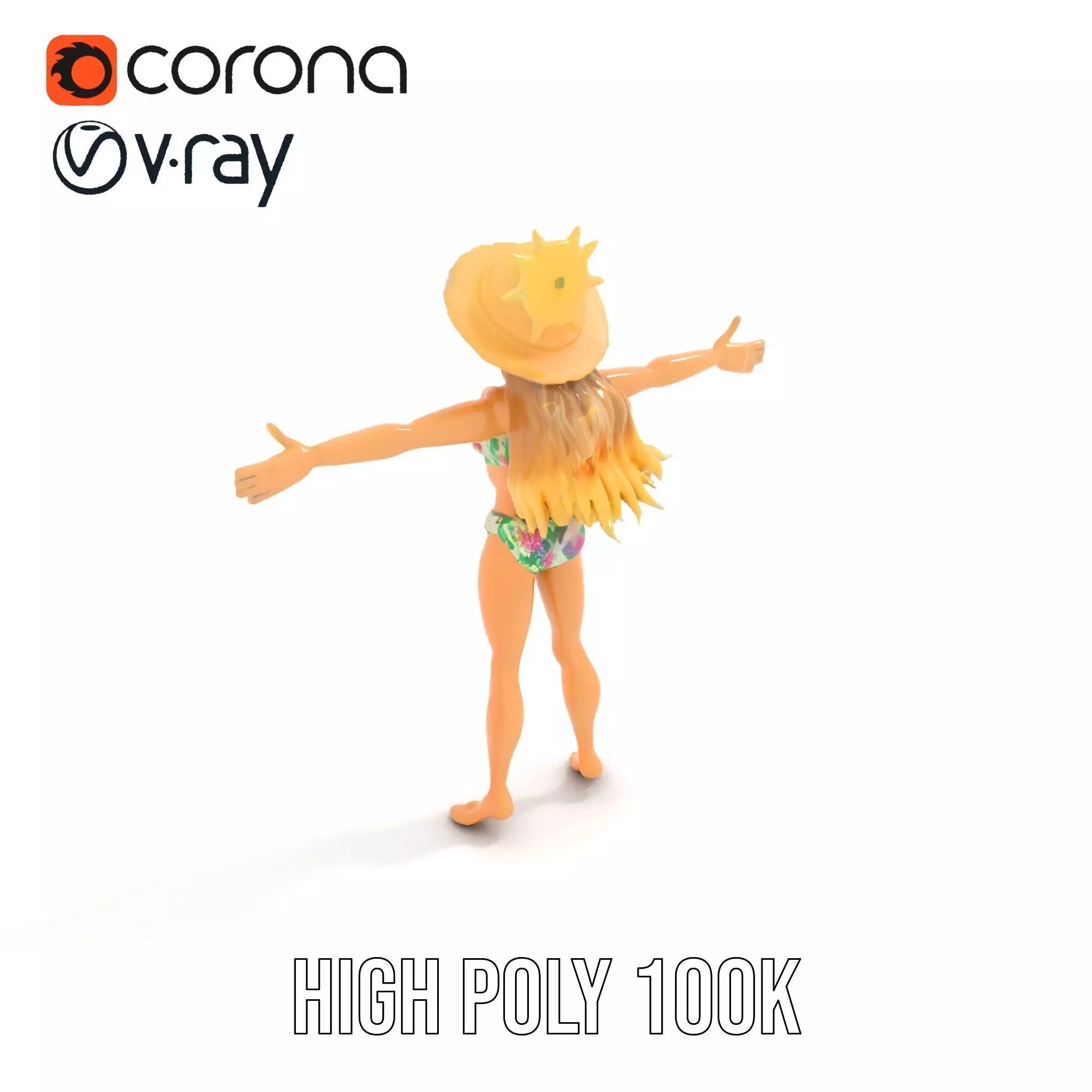 Floral Bikini Mannequin model pack Low-poly 3D model_15