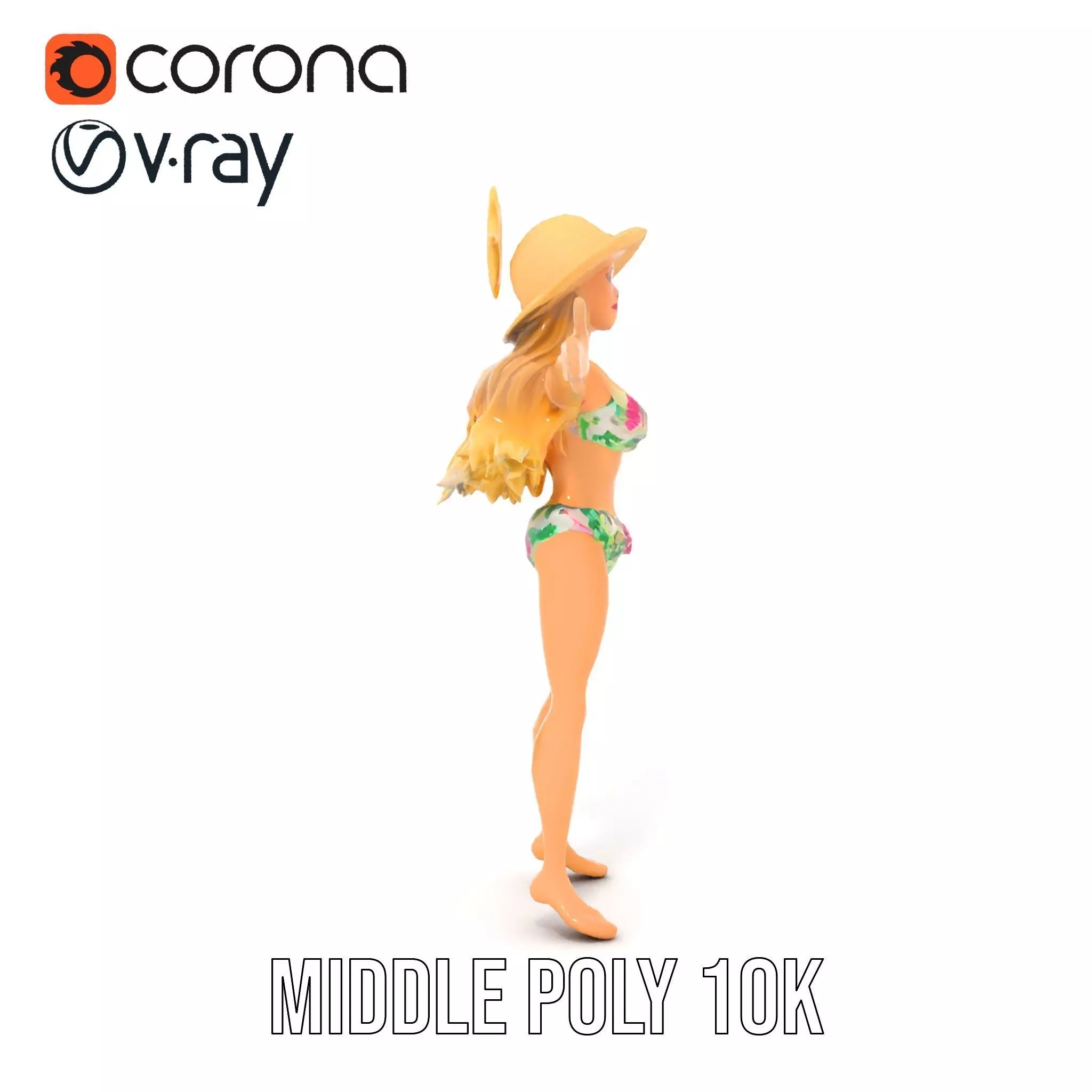 Floral Bikini Mannequin model pack Low-poly 3D model_22