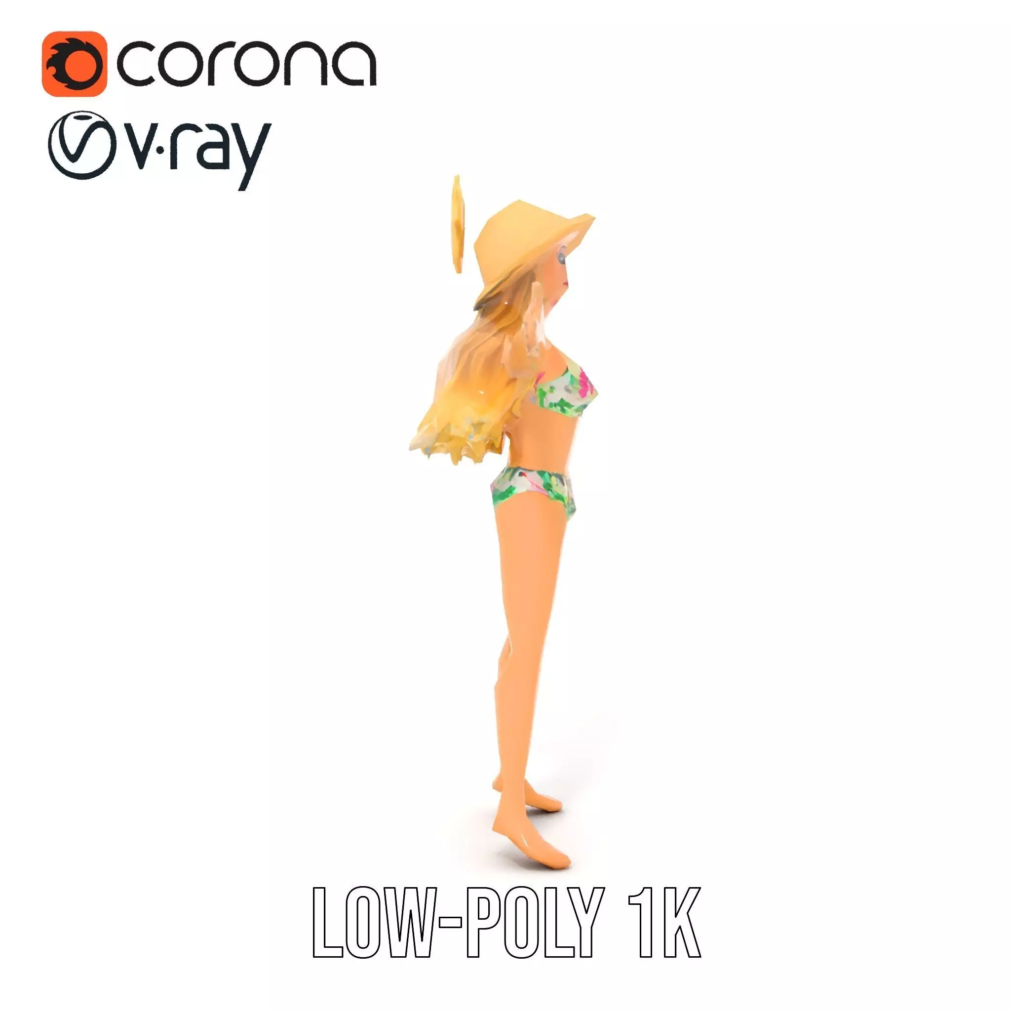 Floral Bikini Mannequin model pack Low-poly 3D model_17