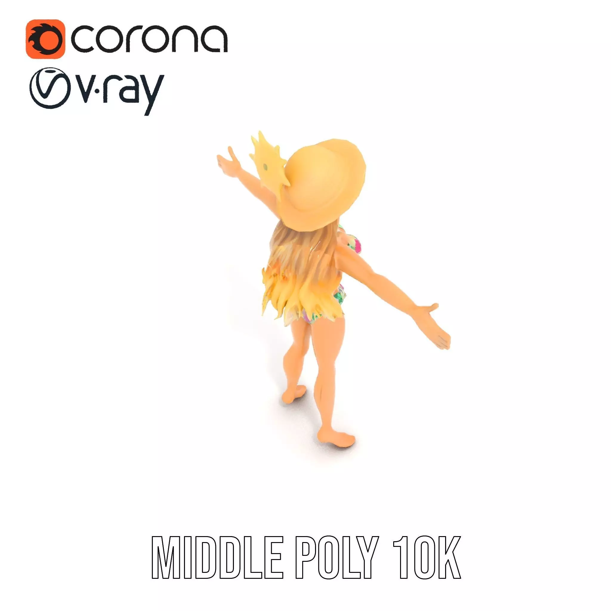 Floral Bikini Mannequin model pack Low-poly 3D model_5