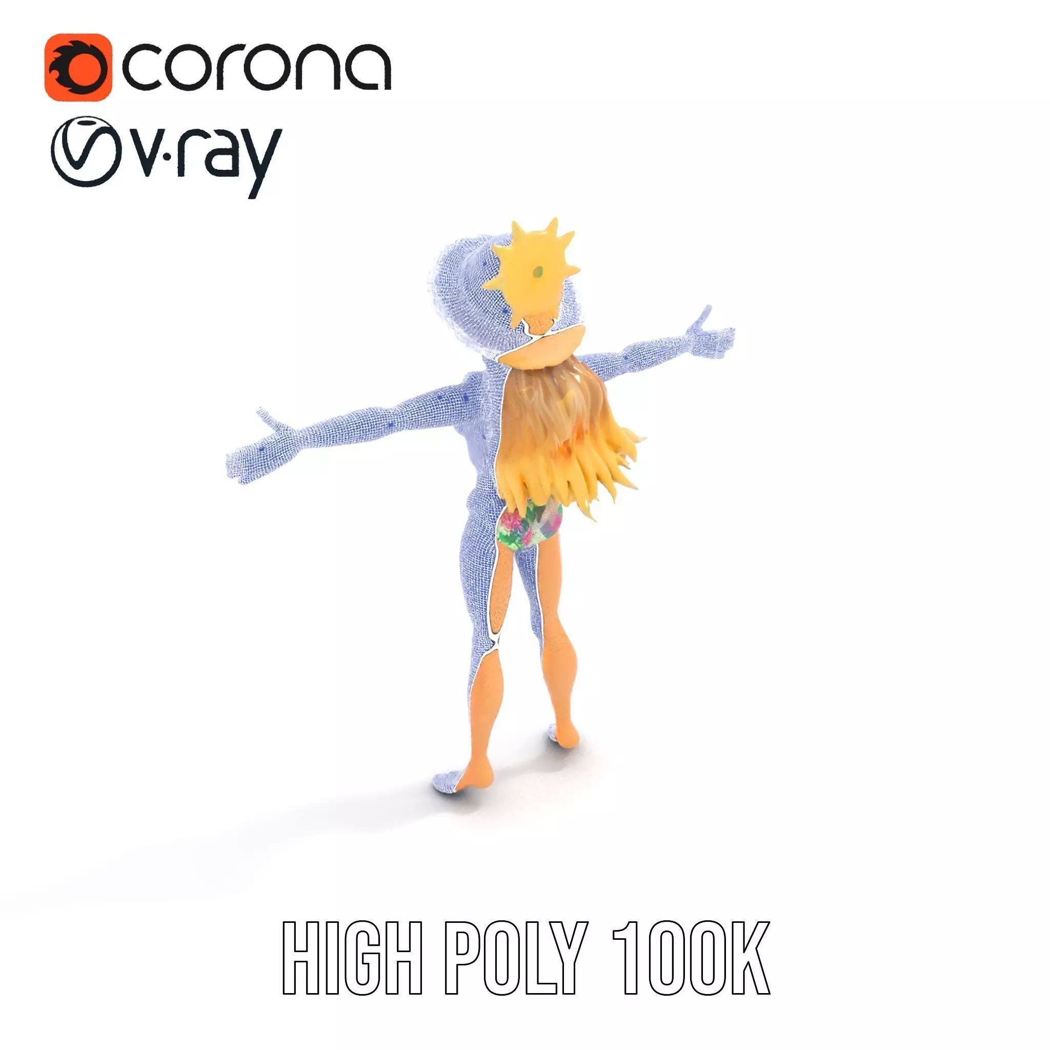 Floral Bikini Mannequin model pack Low-poly 3D model_32