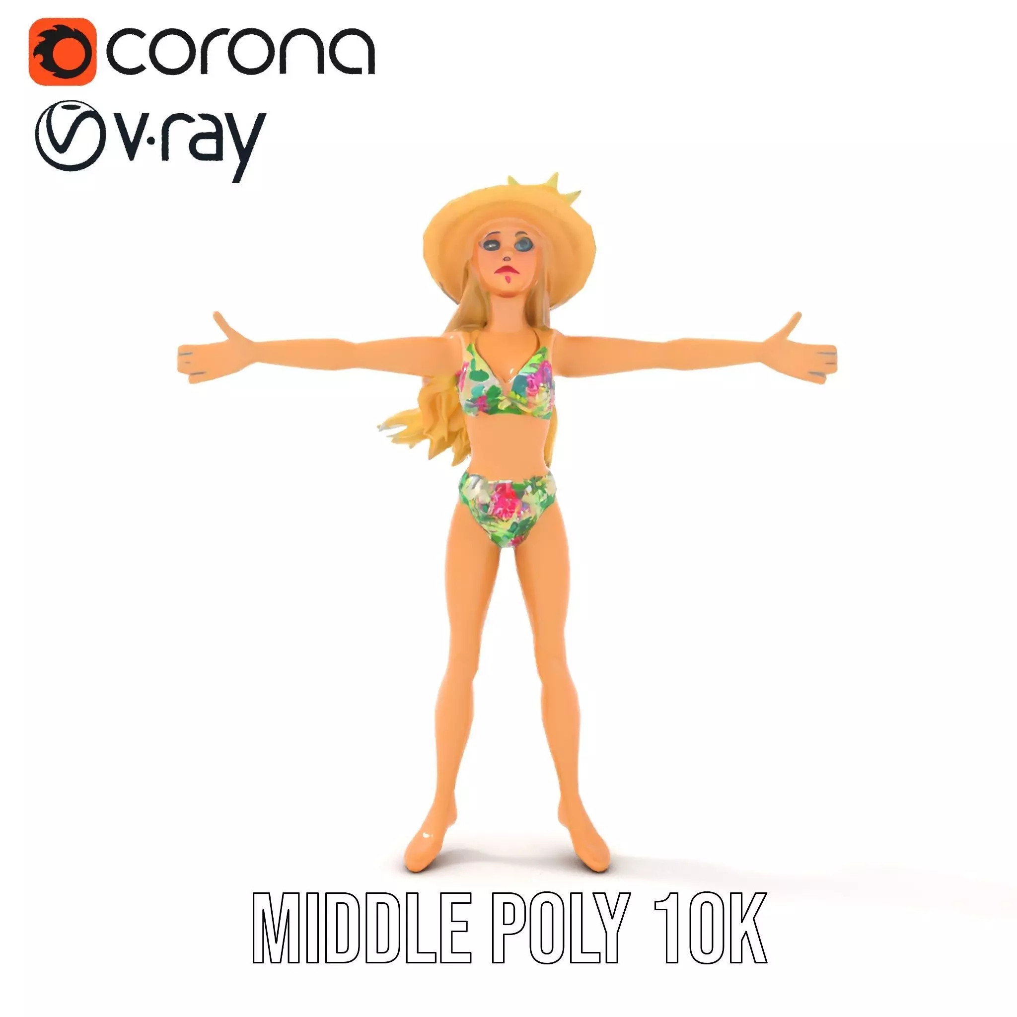 Floral Bikini Mannequin model pack Low-poly 3D model_26