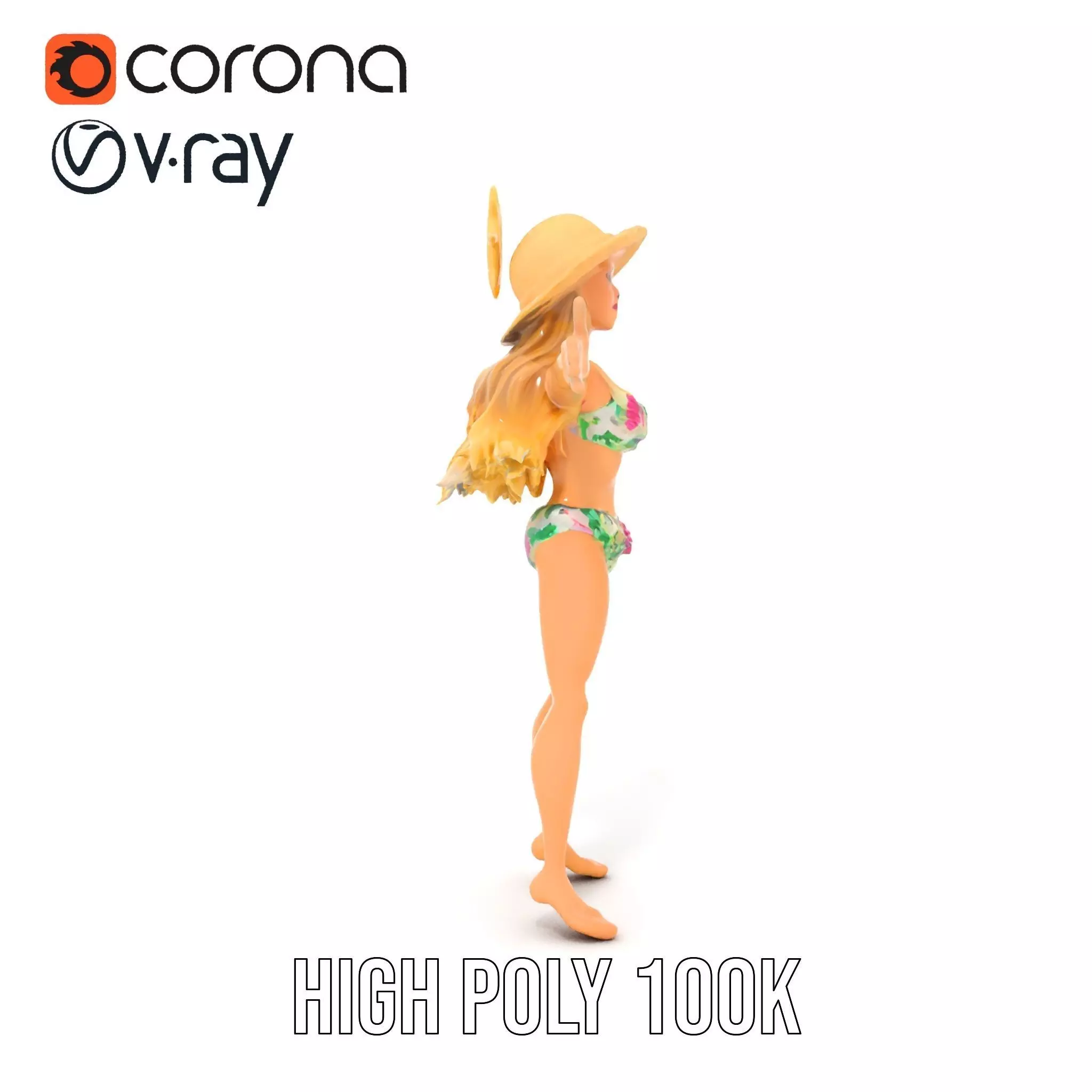 Floral Bikini Mannequin model pack Low-poly 3D model_28