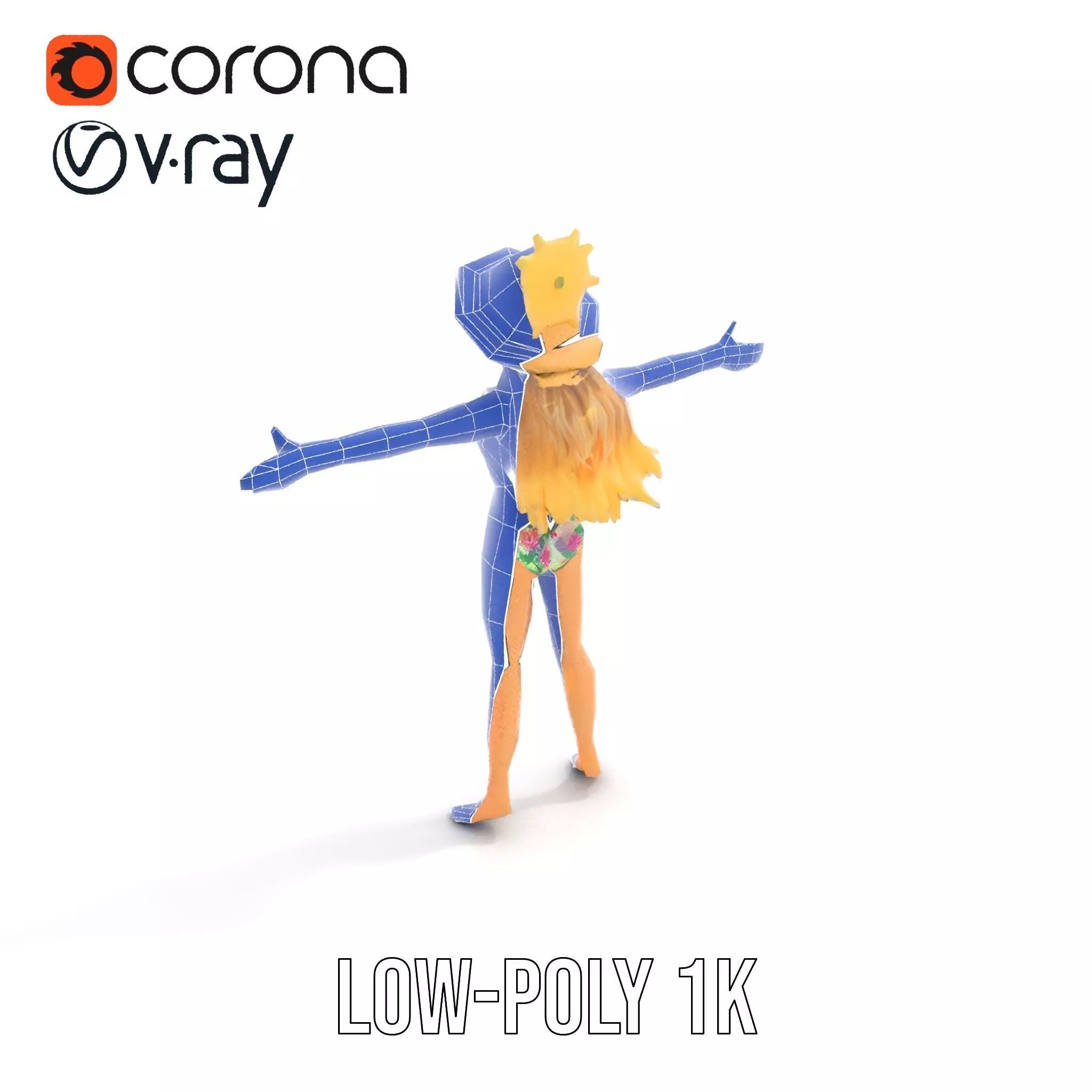 Floral Bikini Mannequin model pack Low-poly 3D model_8