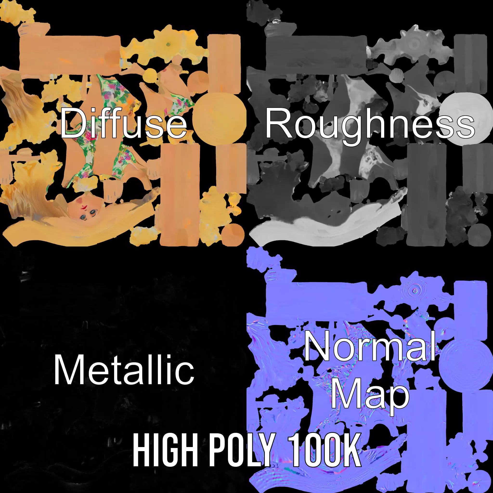 Floral Bikini Mannequin model pack Low-poly 3D model_3