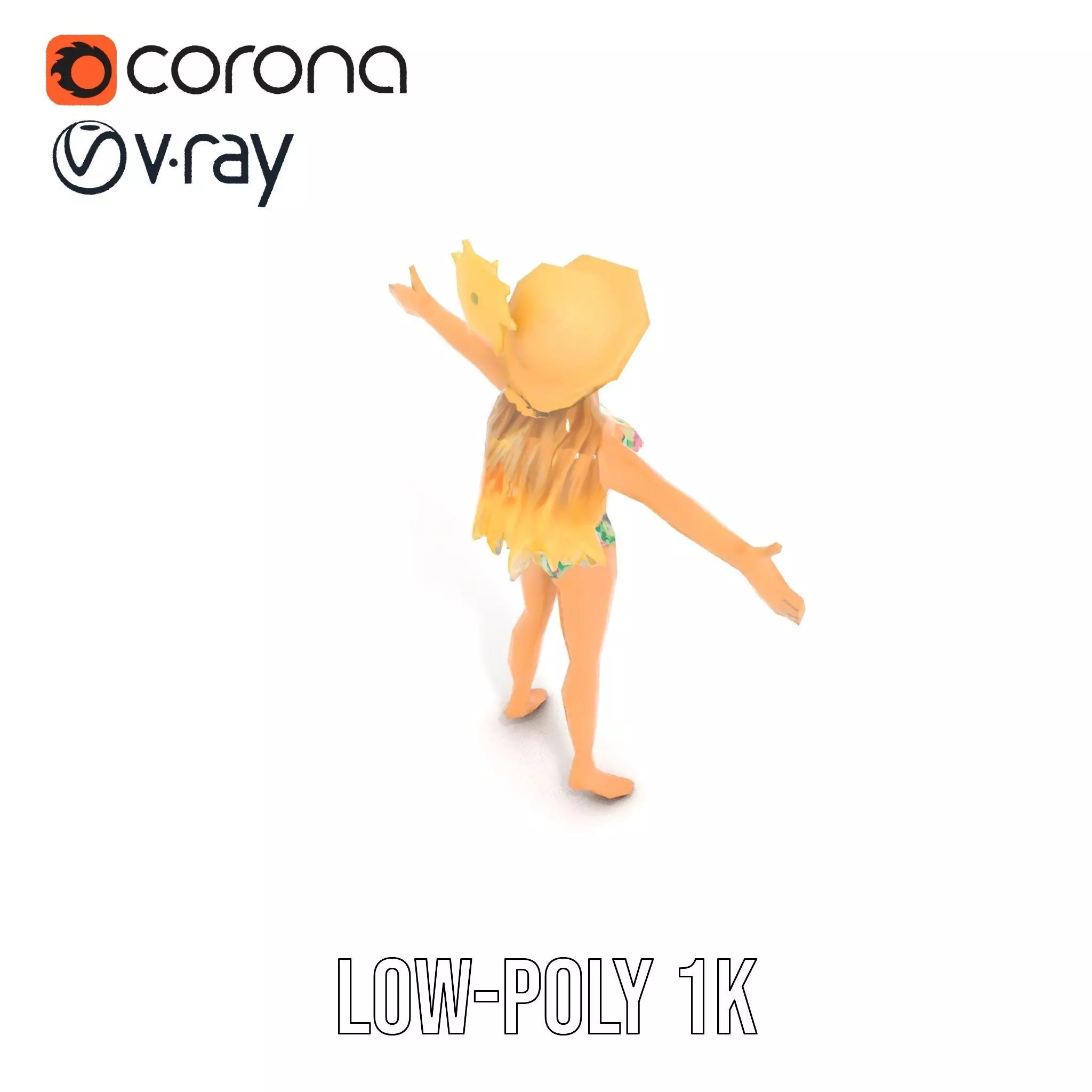 Floral Bikini Mannequin model pack Low-poly 3D model_11