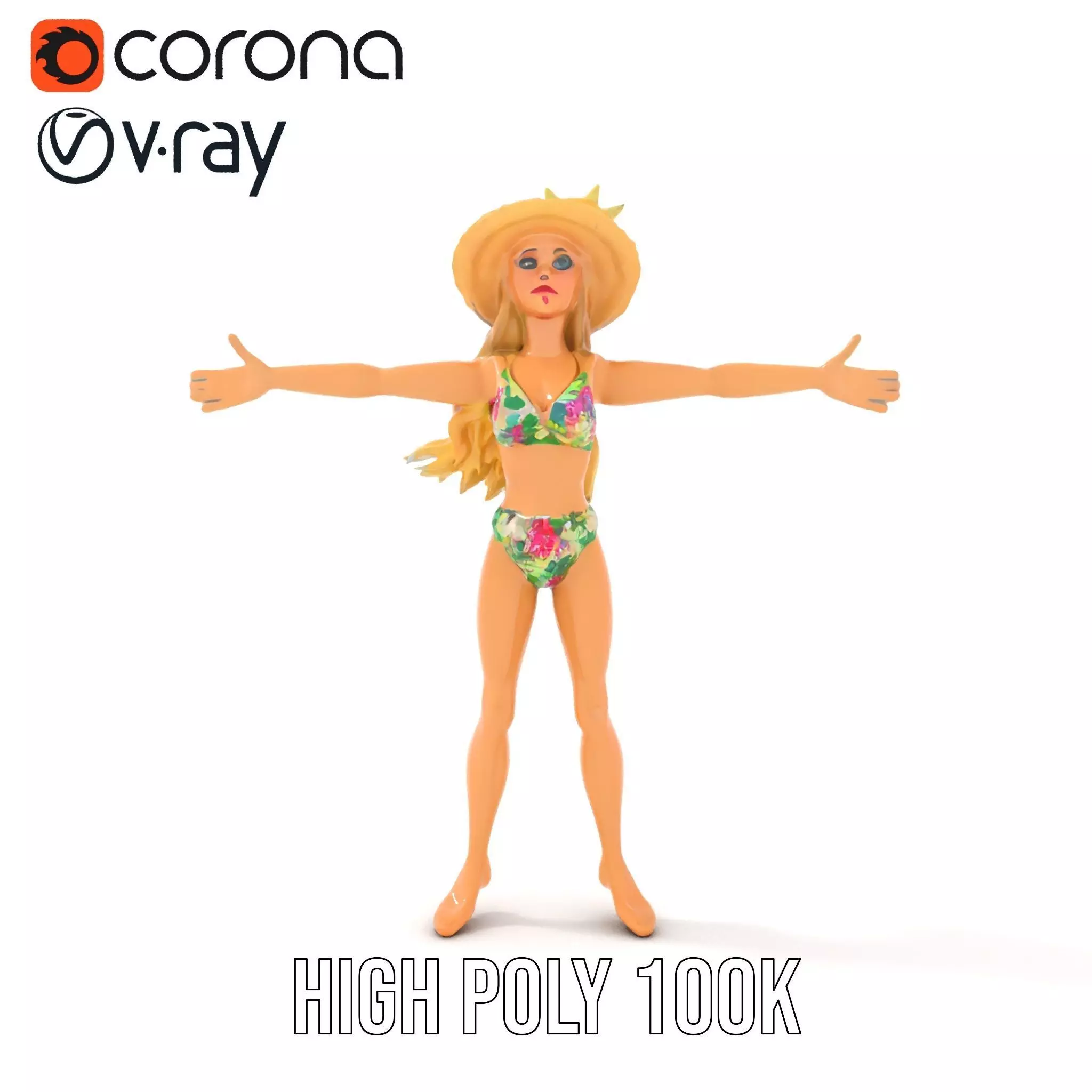 Floral Bikini Mannequin model pack Low-poly 3D model_18