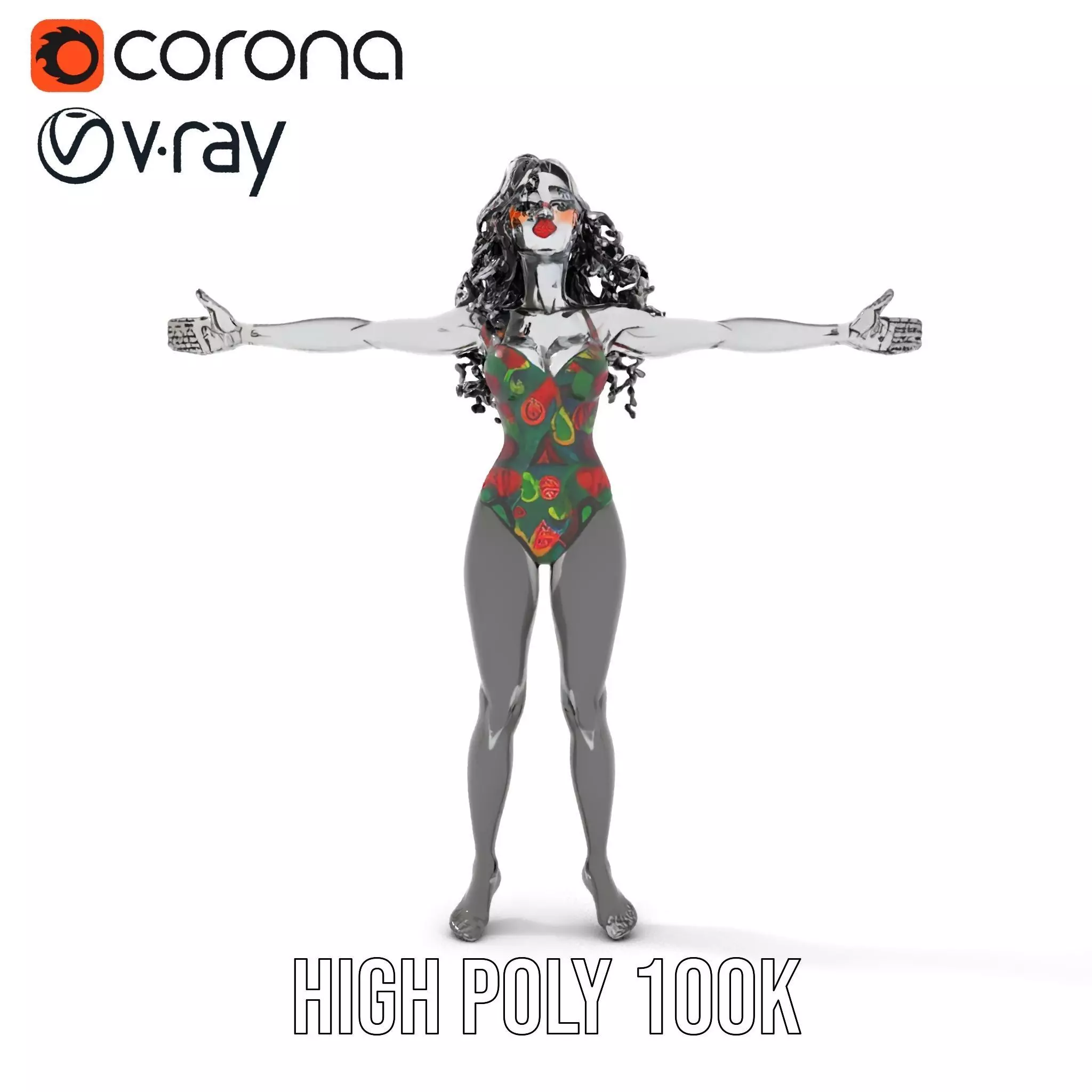 Colorful Swimsuit Character model pack Low-poly 3D model_17