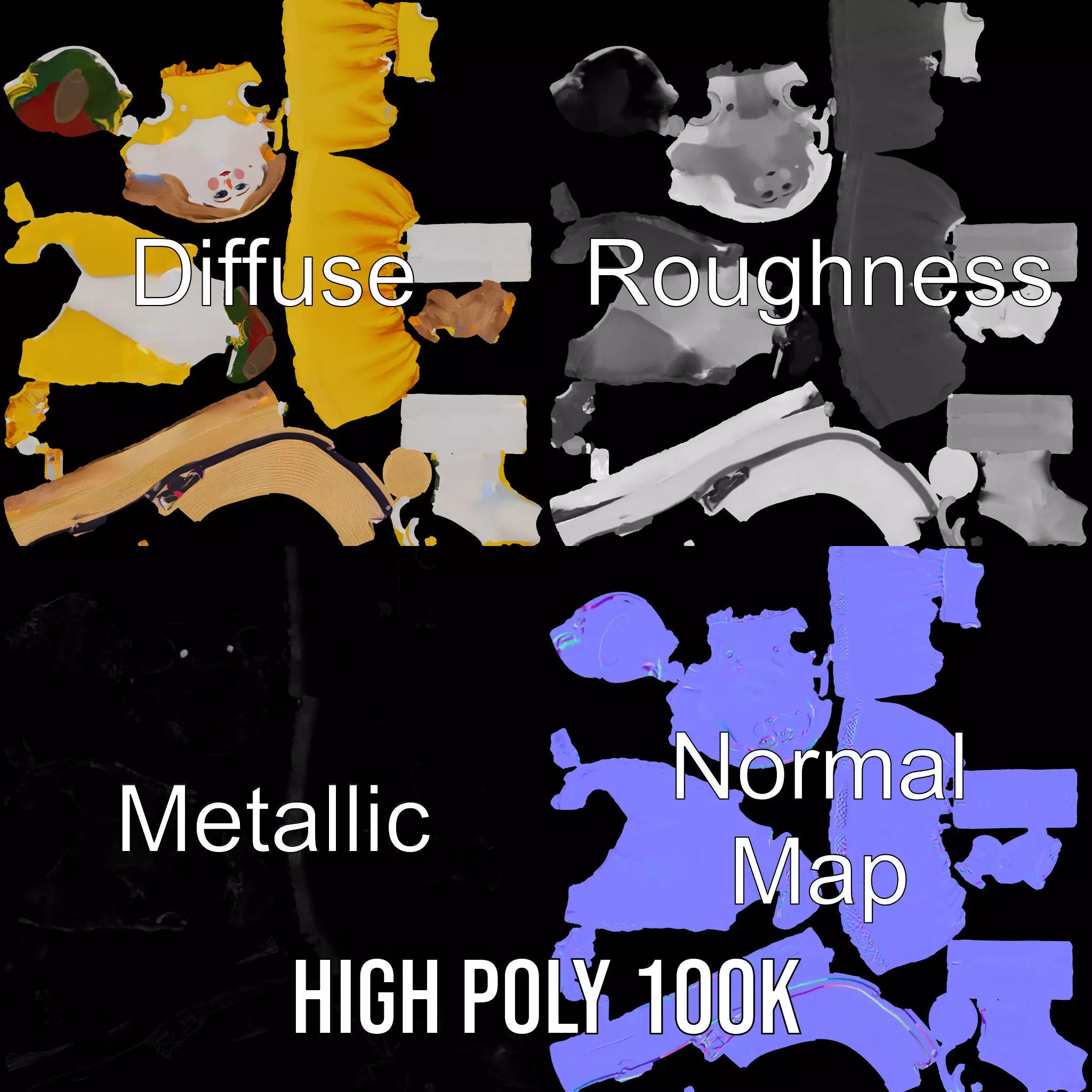 Sunny Doll Dress model pack Low-poly 3D model_3