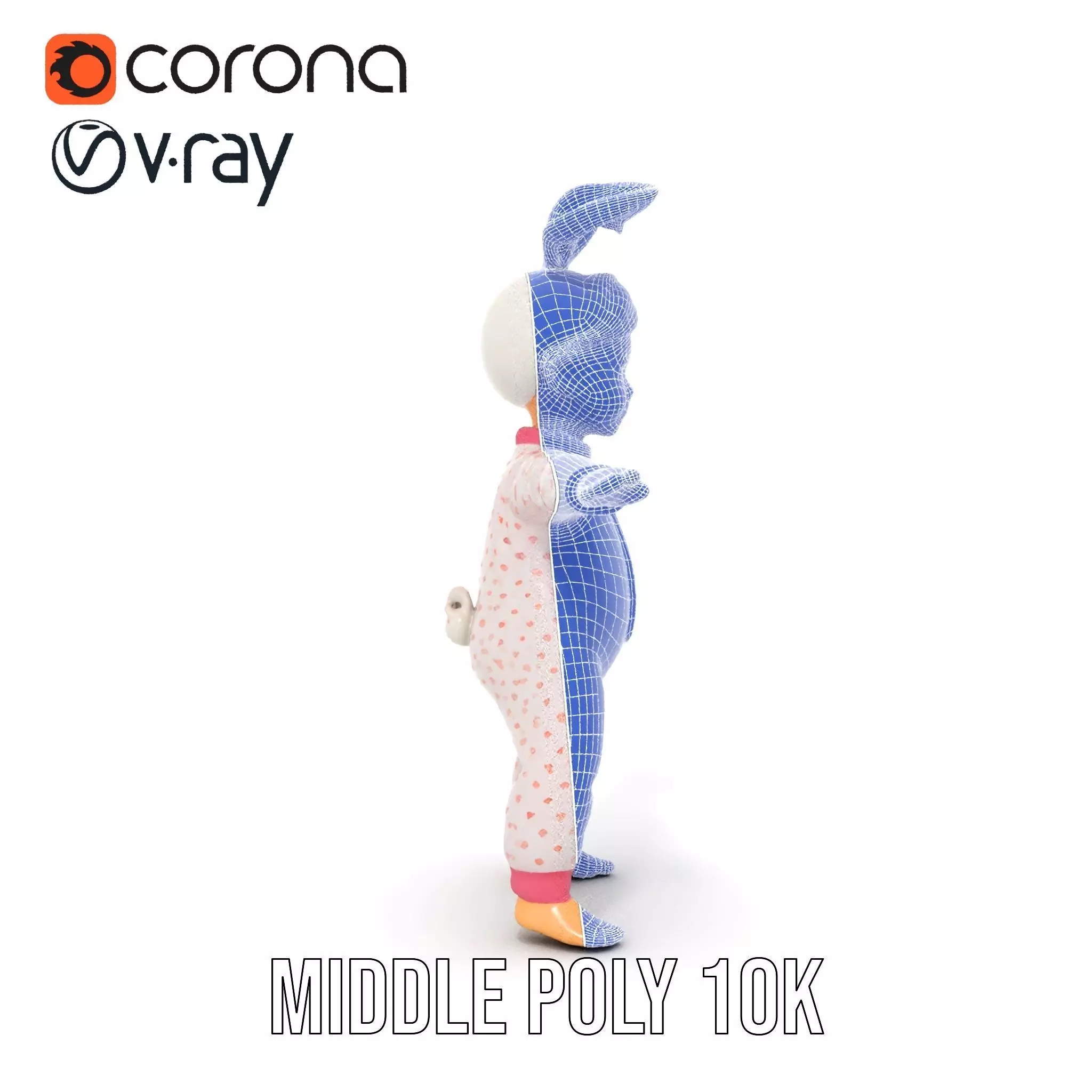 Pink Polka Dot Pajama Doll model pack Low-poly 3D model_23