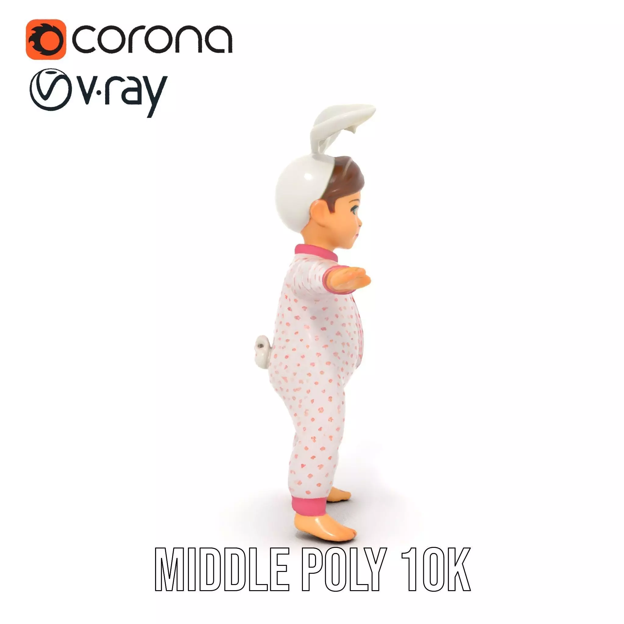 Pink Polka Dot Pajama Doll model pack Low-poly 3D model_29
