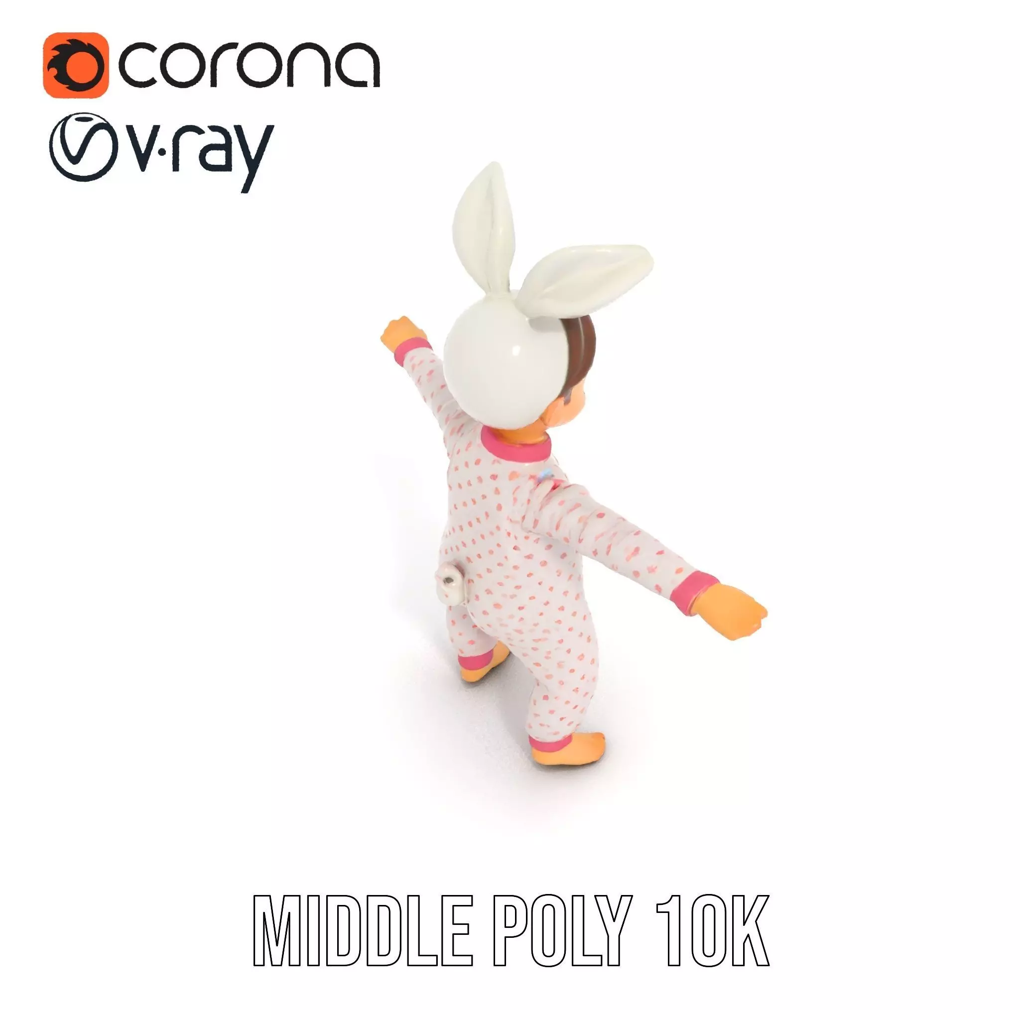 Pink Polka Dot Pajama Doll model pack Low-poly 3D model_20