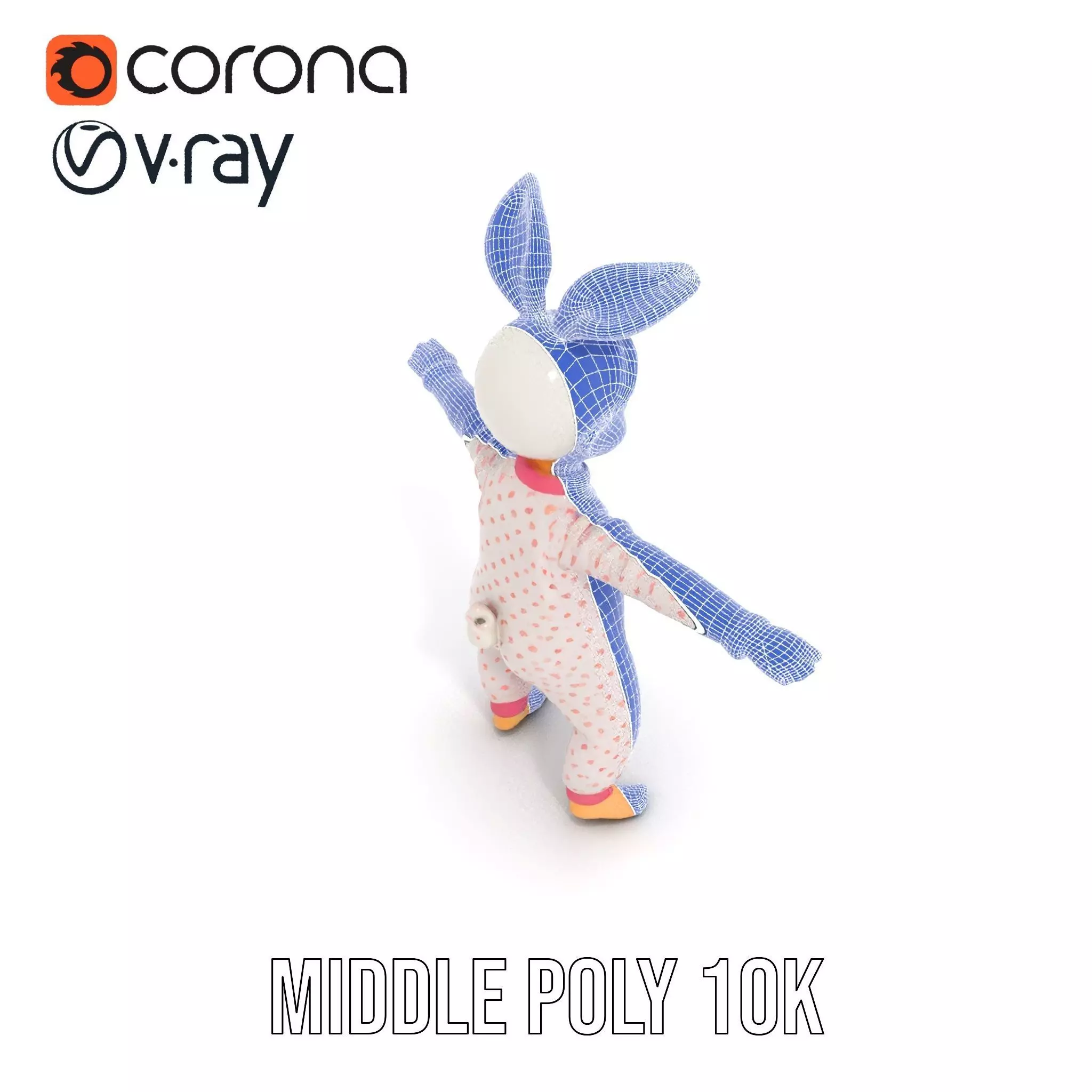 Pink Polka Dot Pajama Doll model pack Low-poly 3D model_26