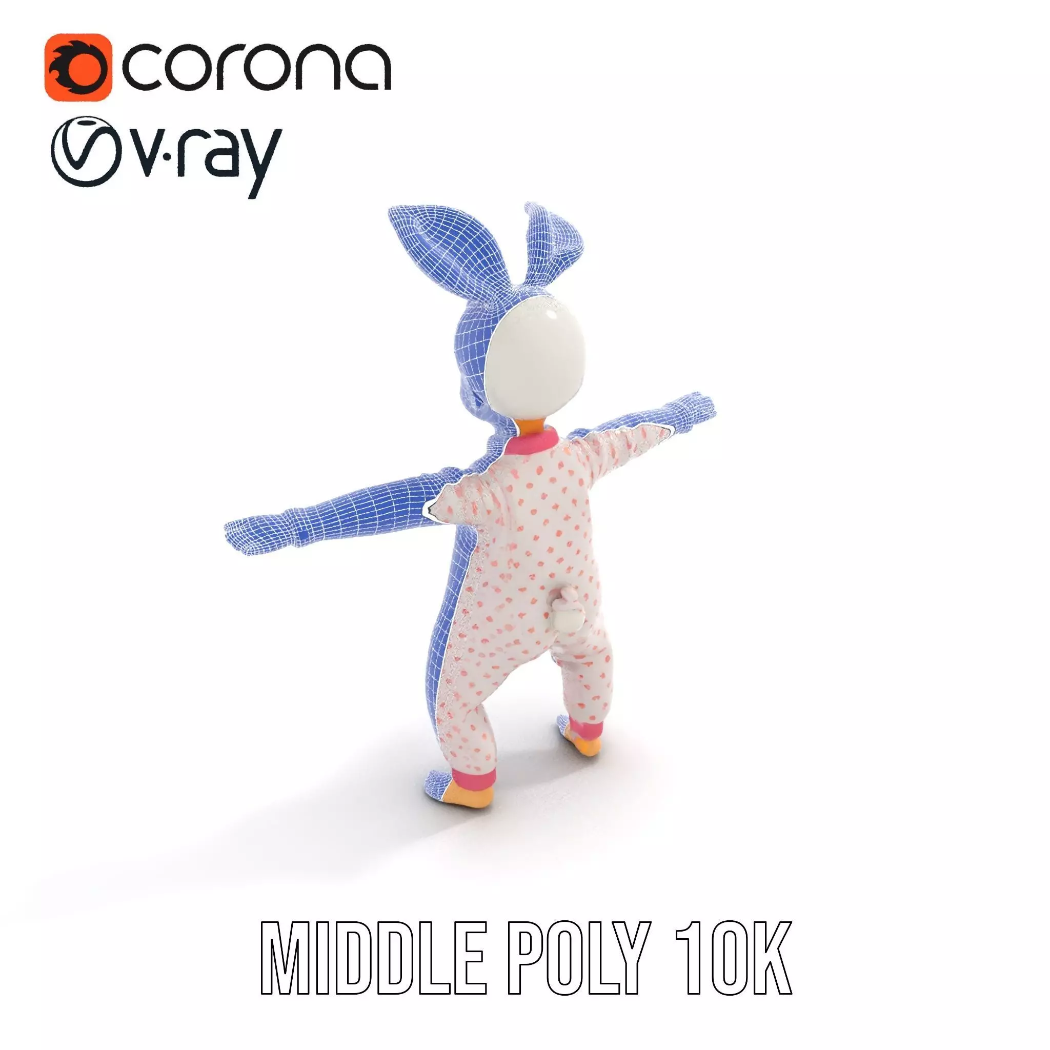 Pink Polka Dot Pajama Doll model pack Low-poly 3D model_13