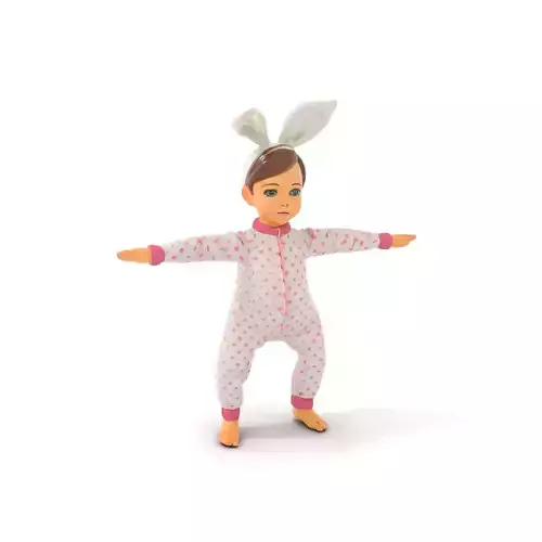 Pink Polka Dot Pajama Doll model pack