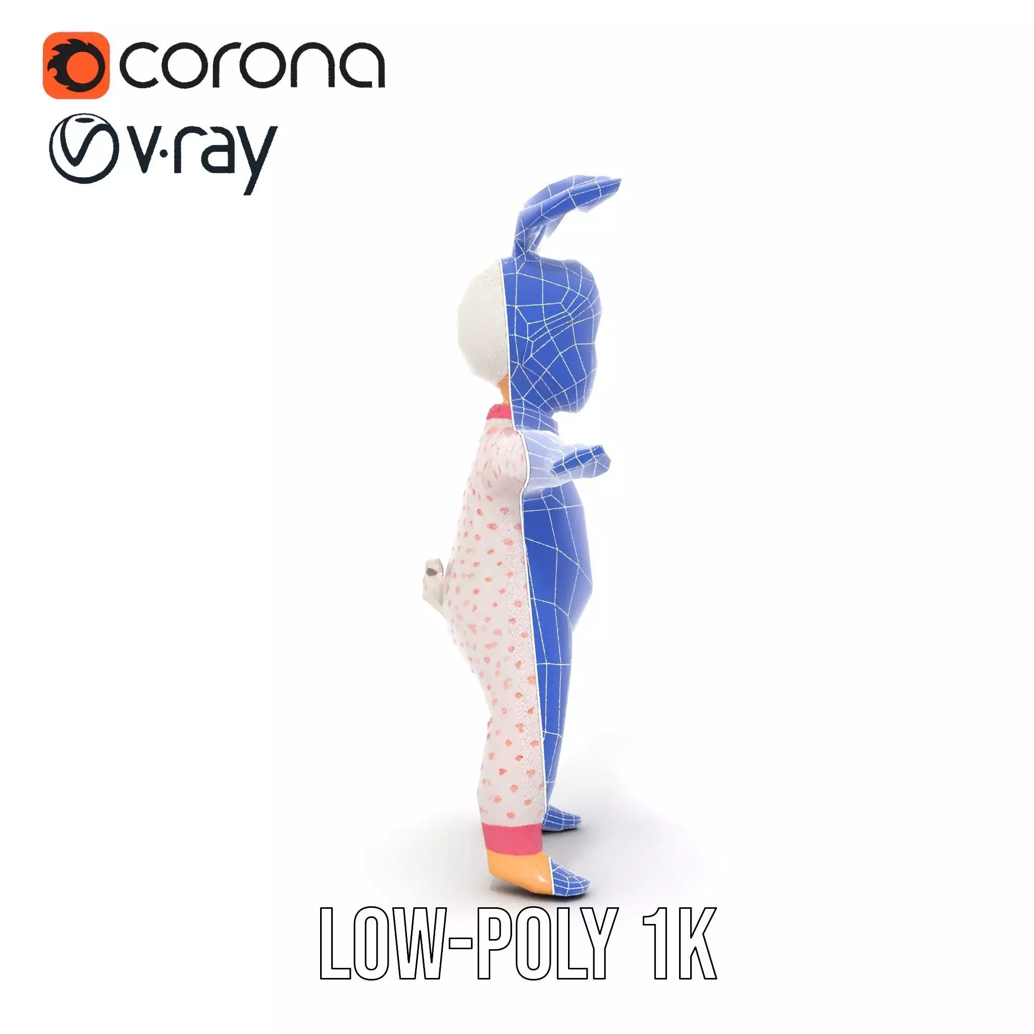 Pink Polka Dot Pajama Doll model pack Low-poly 3D model_24