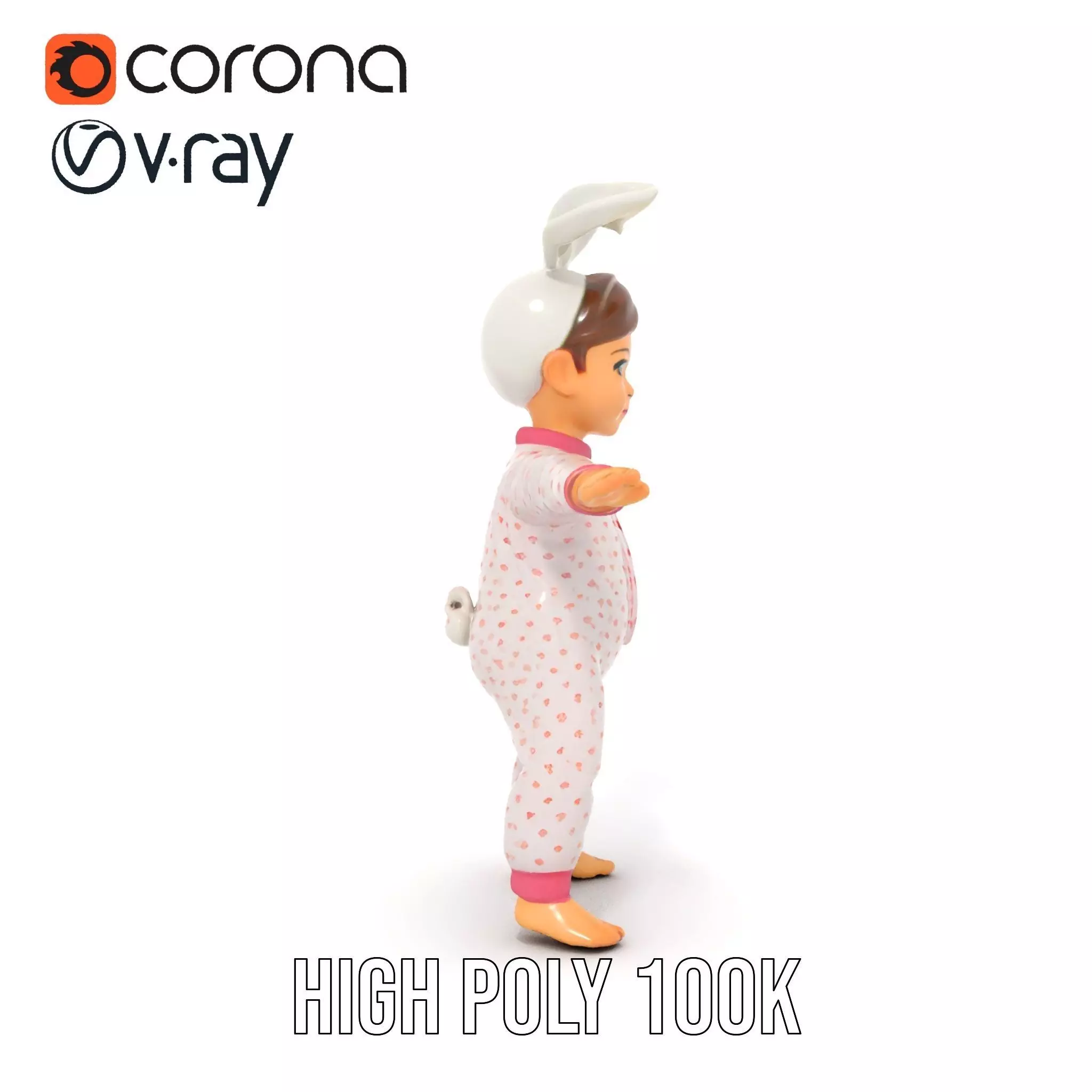 Pink Polka Dot Pajama Doll model pack Low-poly 3D model_25