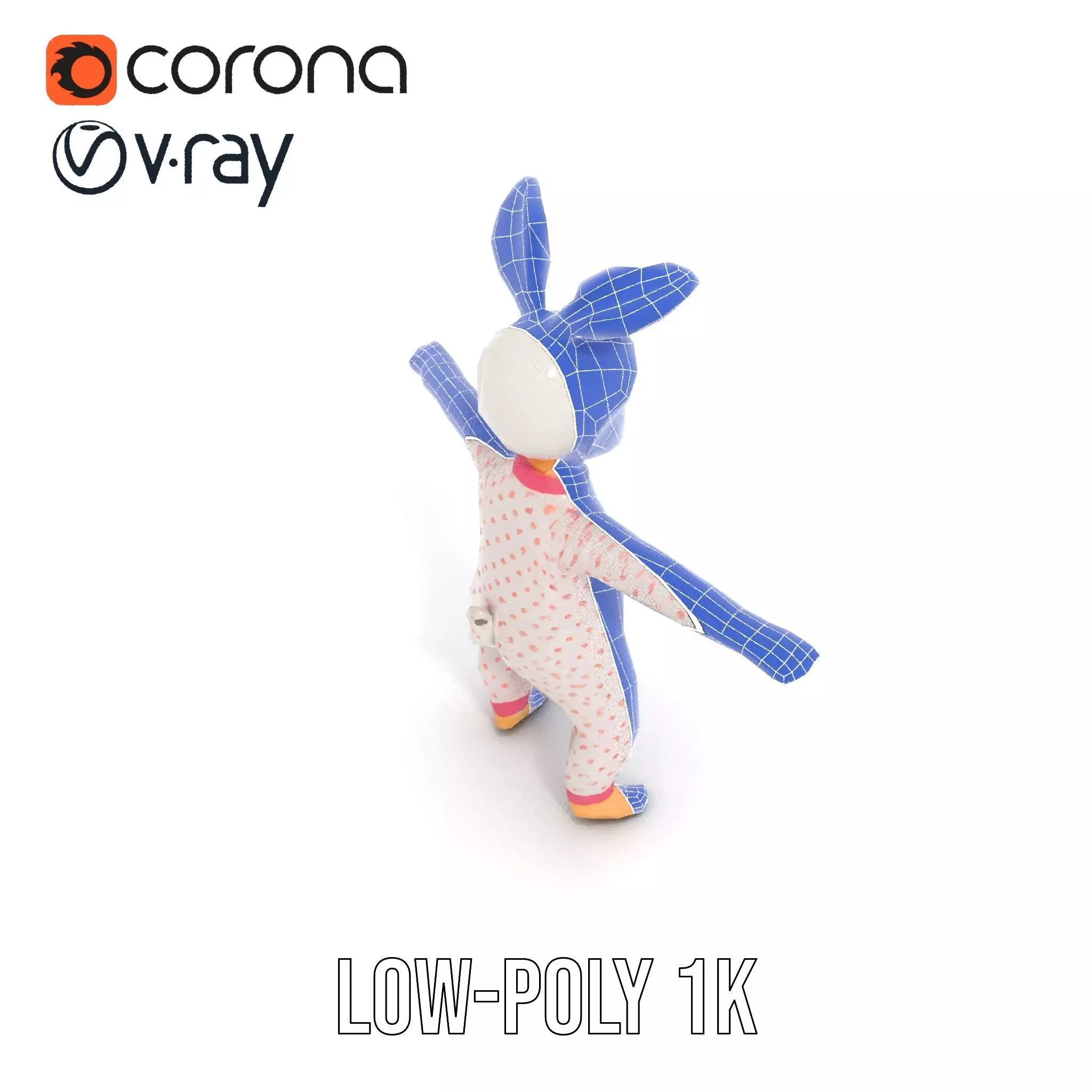 Pink Polka Dot Pajama Doll model pack Low-poly 3D model_16