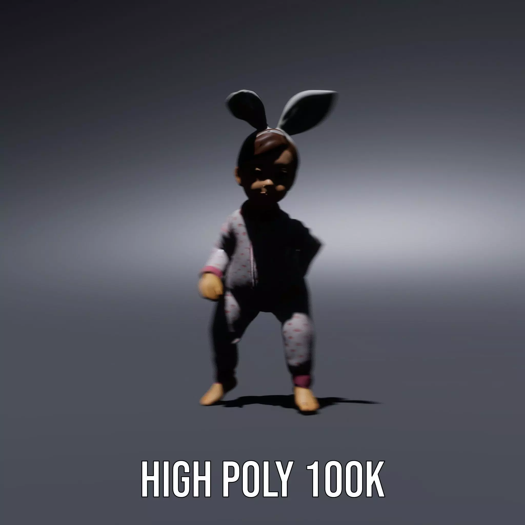 Pink Polka Dot Pajama Doll model pack Low-poly 3D model_10