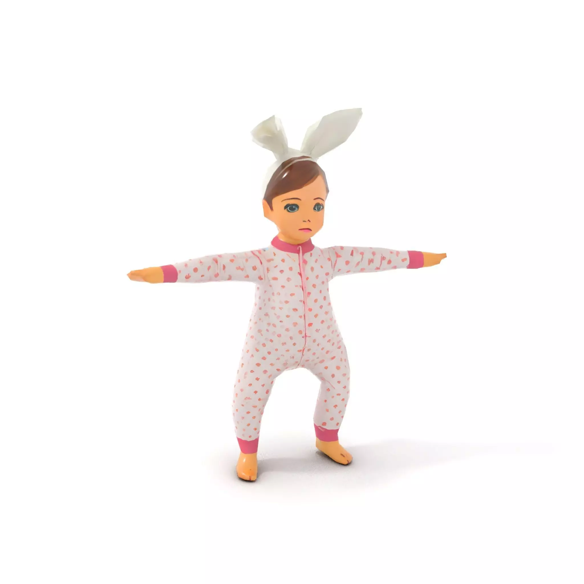 Pink Polka Dot Pajama Doll model pack Low-poly 3D model_14