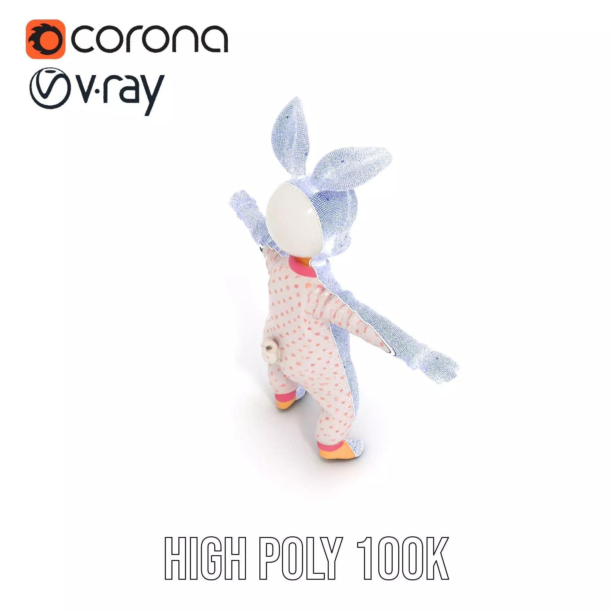 Pink Polka Dot Pajama Doll model pack Low-poly 3D model_31