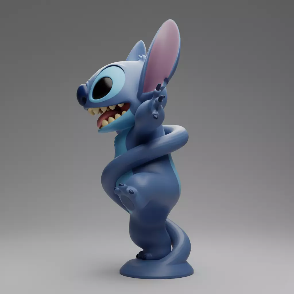 Playful Stitch sculpture 3D print model_1